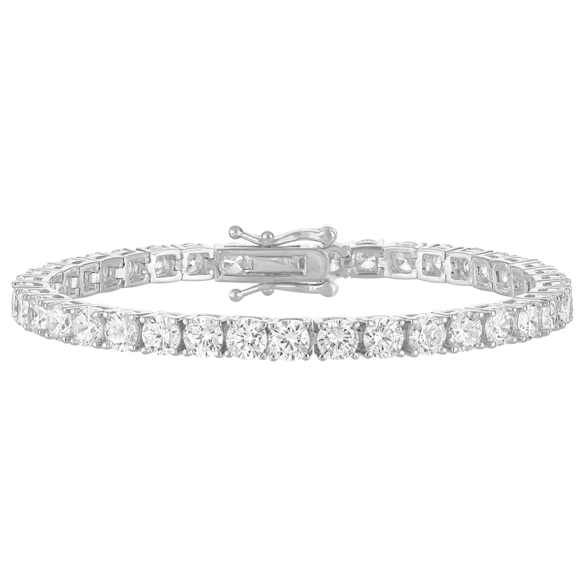 KISPER Tennis Bracelets for Women Gold Plated Round Cut CZ – White Gold, 7 inches (medium)