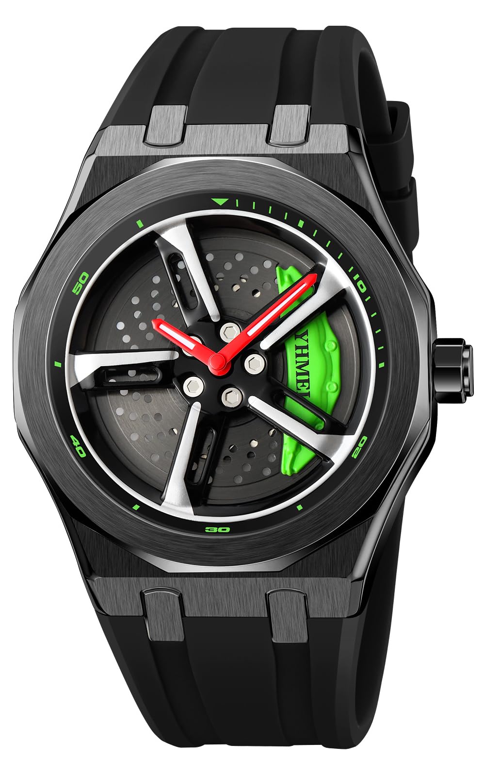 FANMIS Men Unique Car Wheel Watches Creative Waterproof Stainless Steel Sports Quartz Wrist Watch with Car Rim Hub Desig