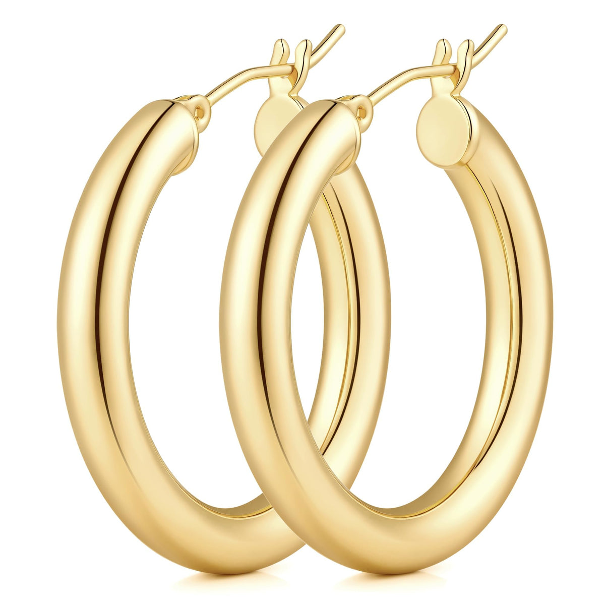 Arpecol 14K Gold Hoop Earrings for Women Gold Earrings Classic Shiny Earring for Women – product photo (Hoop)