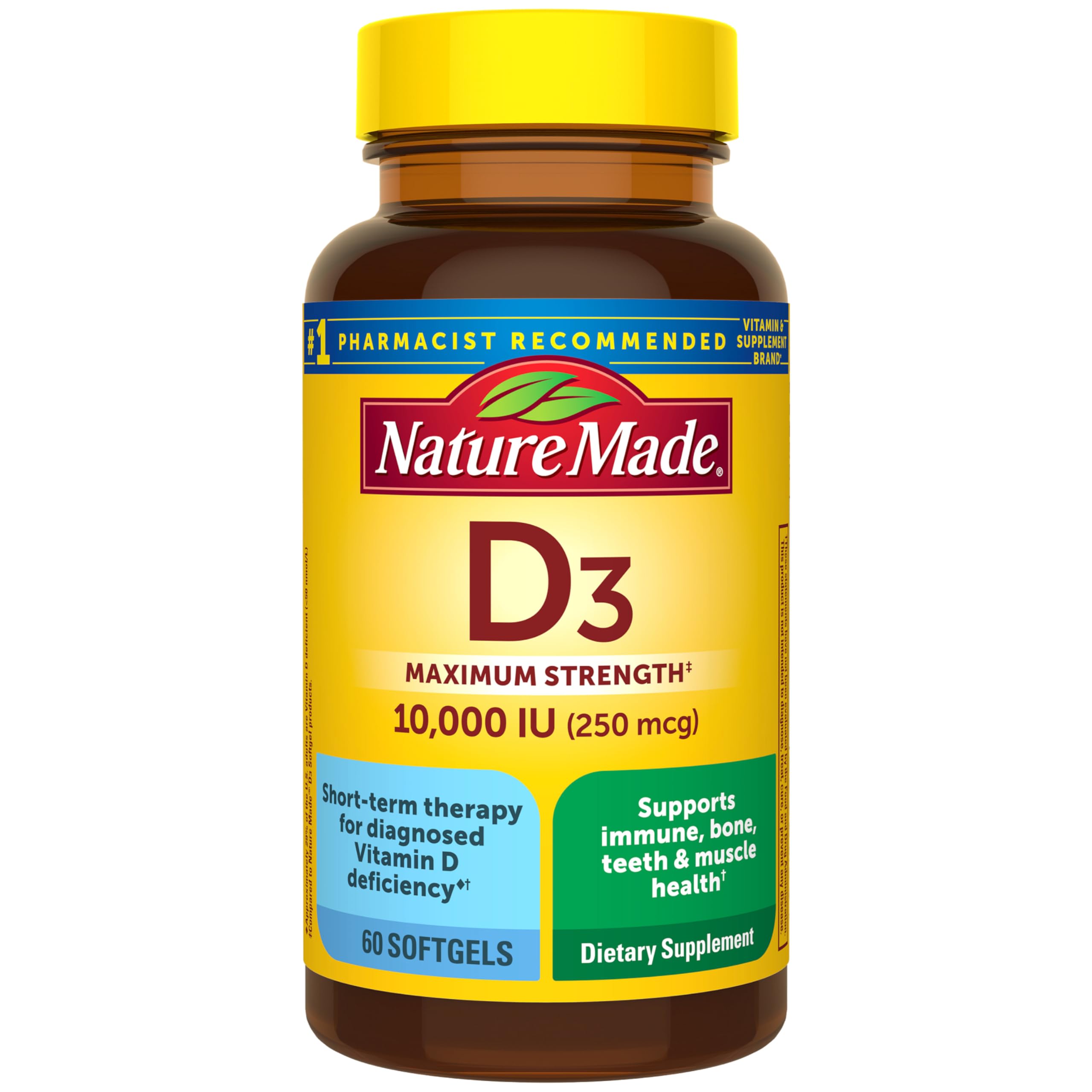 Nature Made Vitamin D3 10000 IU (250 mcg) Maximum Strength, 60 - Product Imagery