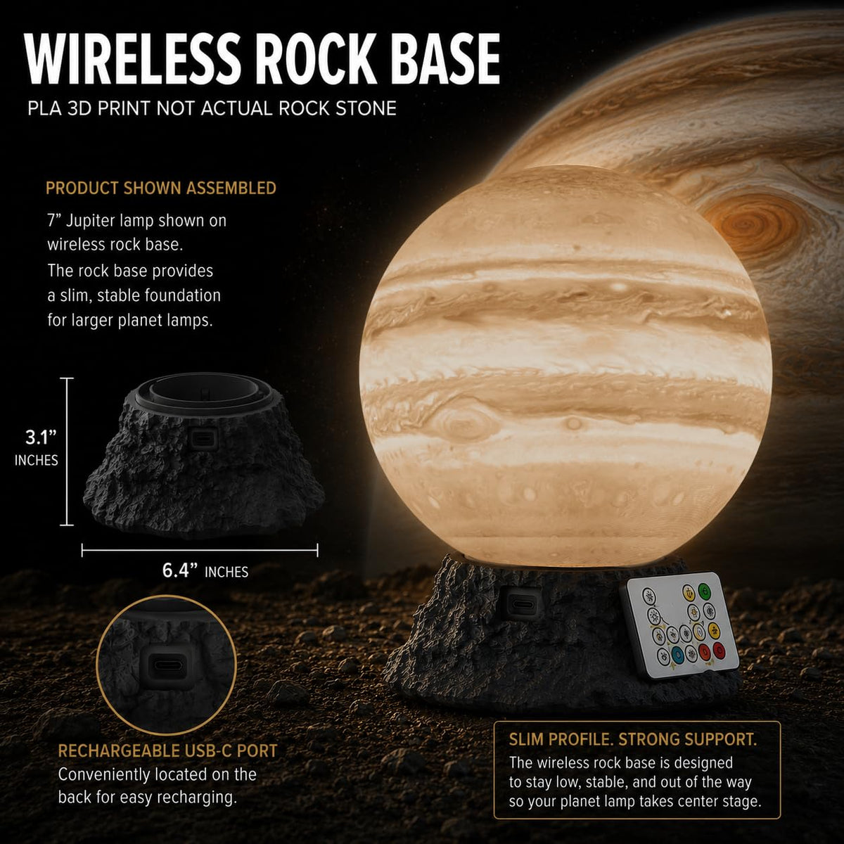 Jupiter Planet Lamp Realistic LED Night Light Space Decor - MOMO3D Official Imagery - 6