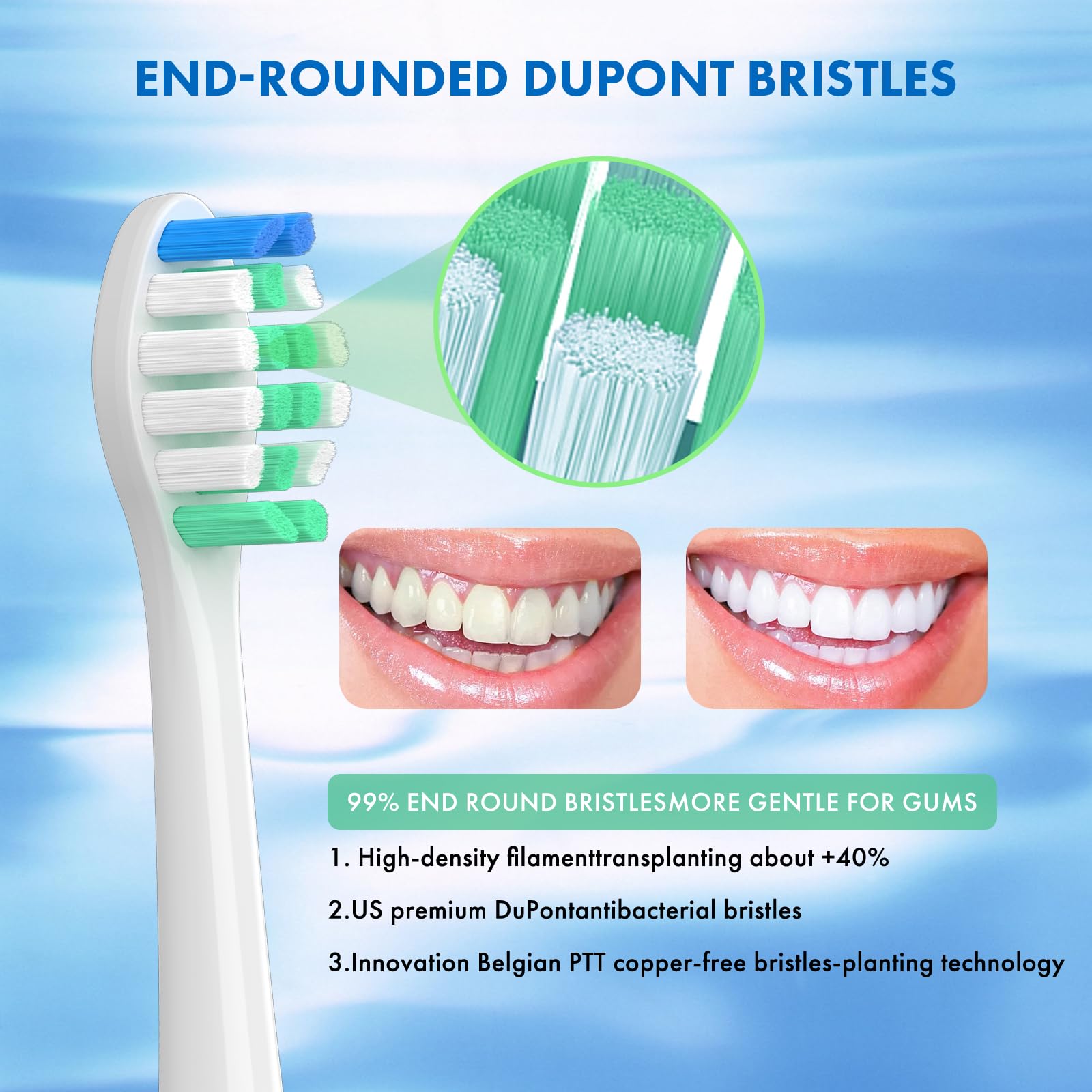 Topkitfice Sonicare replacement toothbrush heads, soft snap-on brush, 10-pack for gentle teeth cleaning and oral hygiene.