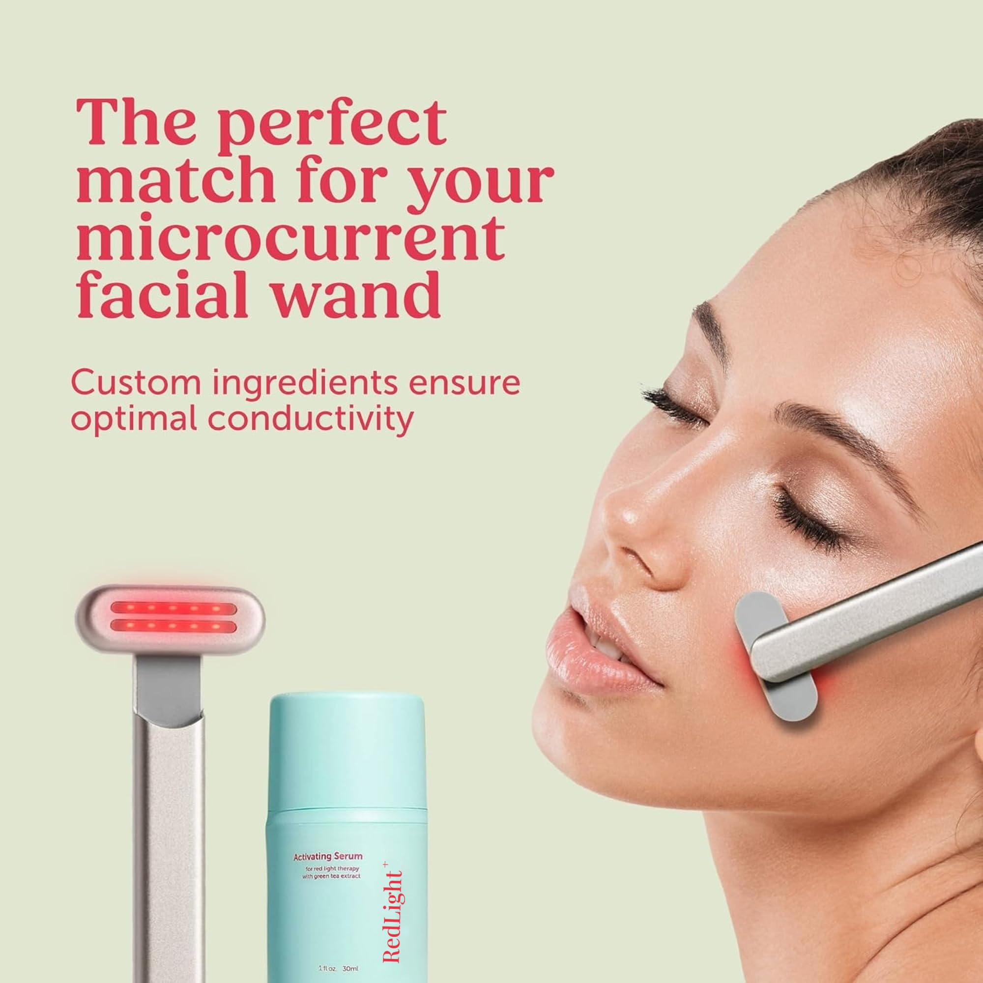 Berkland Matcha Red Light Therapy Activation Serum for Face & Neck - Made in USA - Stays Workable a Full Session, No Sticky Drag - Niacinamide, Hyaluronic Acid & Ceramides - Fragrance-Free, 1 fl oz