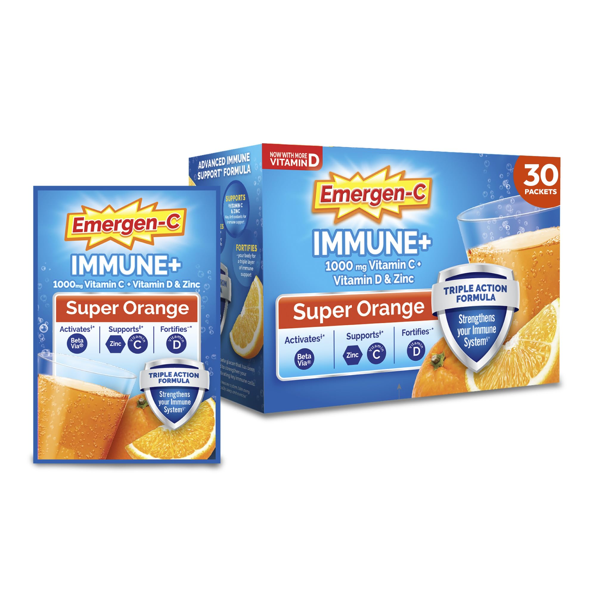 Emergen-C Immune+ Triple Action Immune Support Powder, Super - Product Imagery