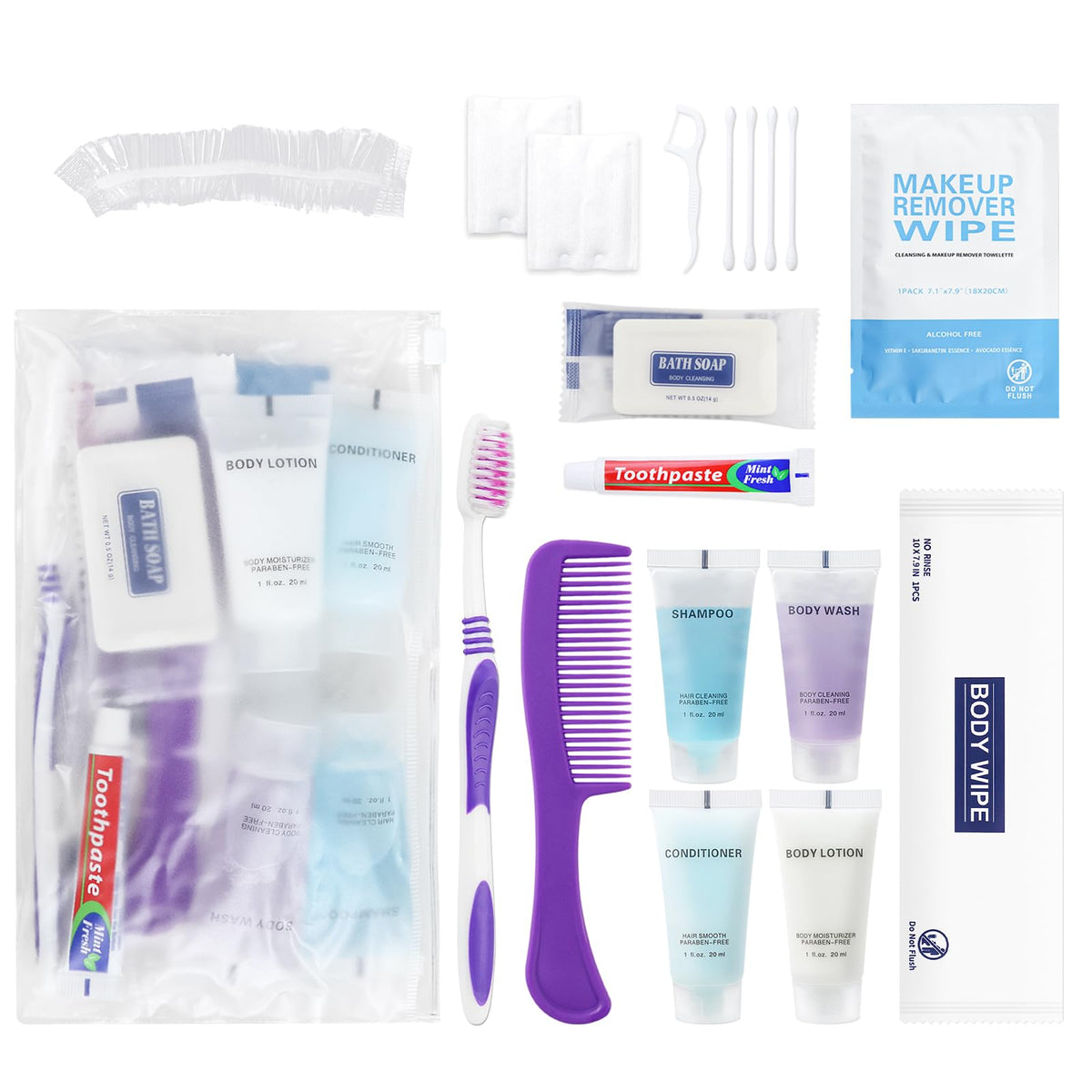 SLequipo Pack of 10 Basic Toiletry Kits, Individually Packed Travel Convenience Kit – product photo (Sets &amp; Kits)