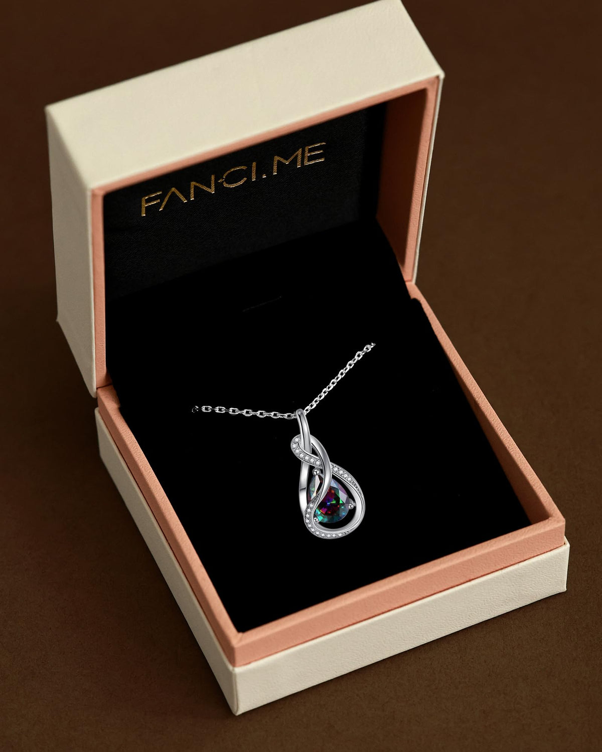 FANCIME TimelessTie Birthstone Necklace Ribbon Design Pendant For Women – alternate angle
