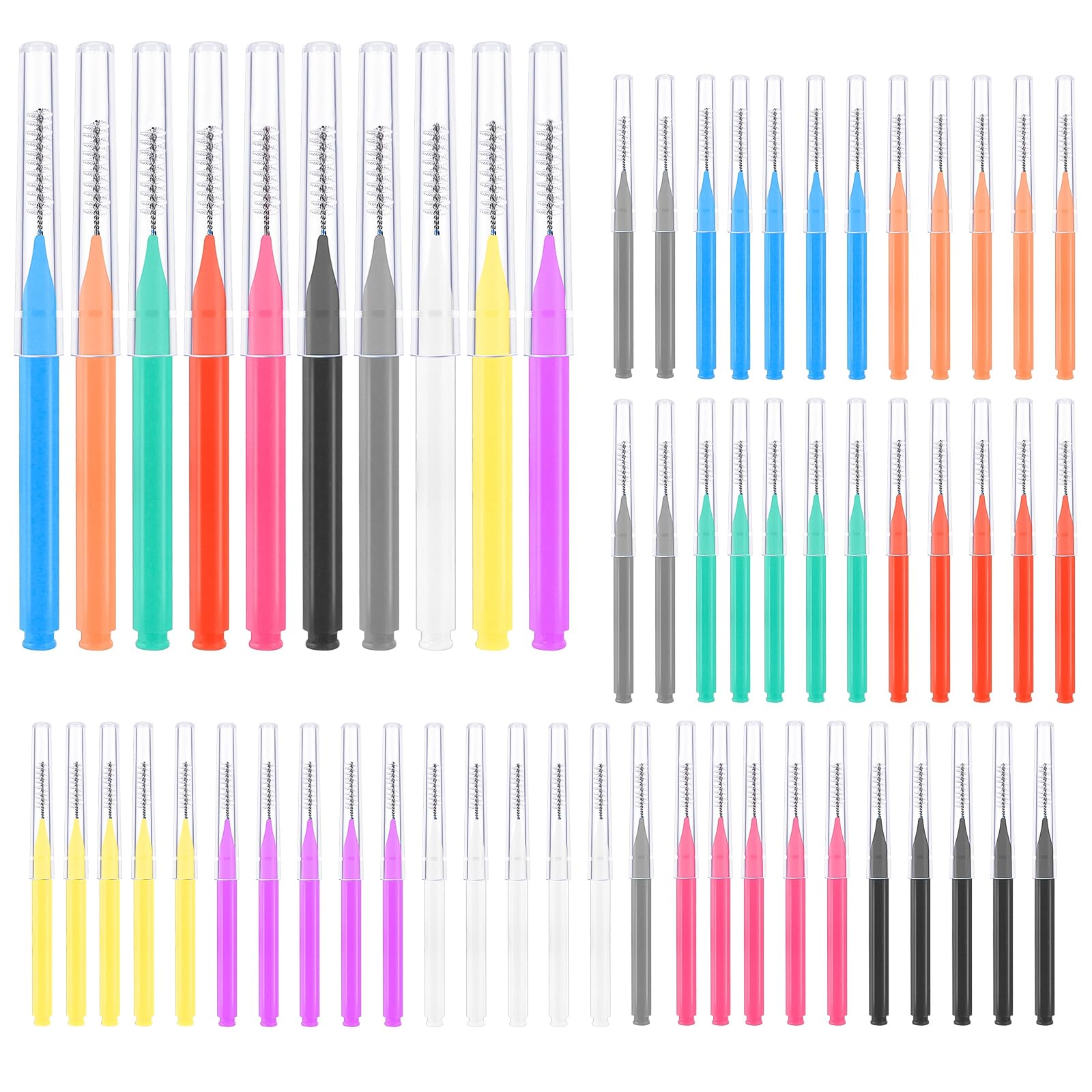 100 Pcs Interdental Brushes, 6 Sizes Braces Flossers for Cleaner - Product Imagery