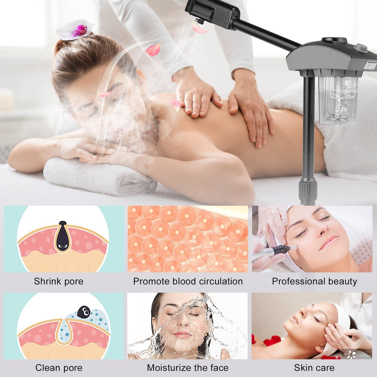 Winado Professional Facial Steamer Machine, Esthetician Steamer Humidifier Face Spa, Hot Ionic Mist Face Steamer for Hom