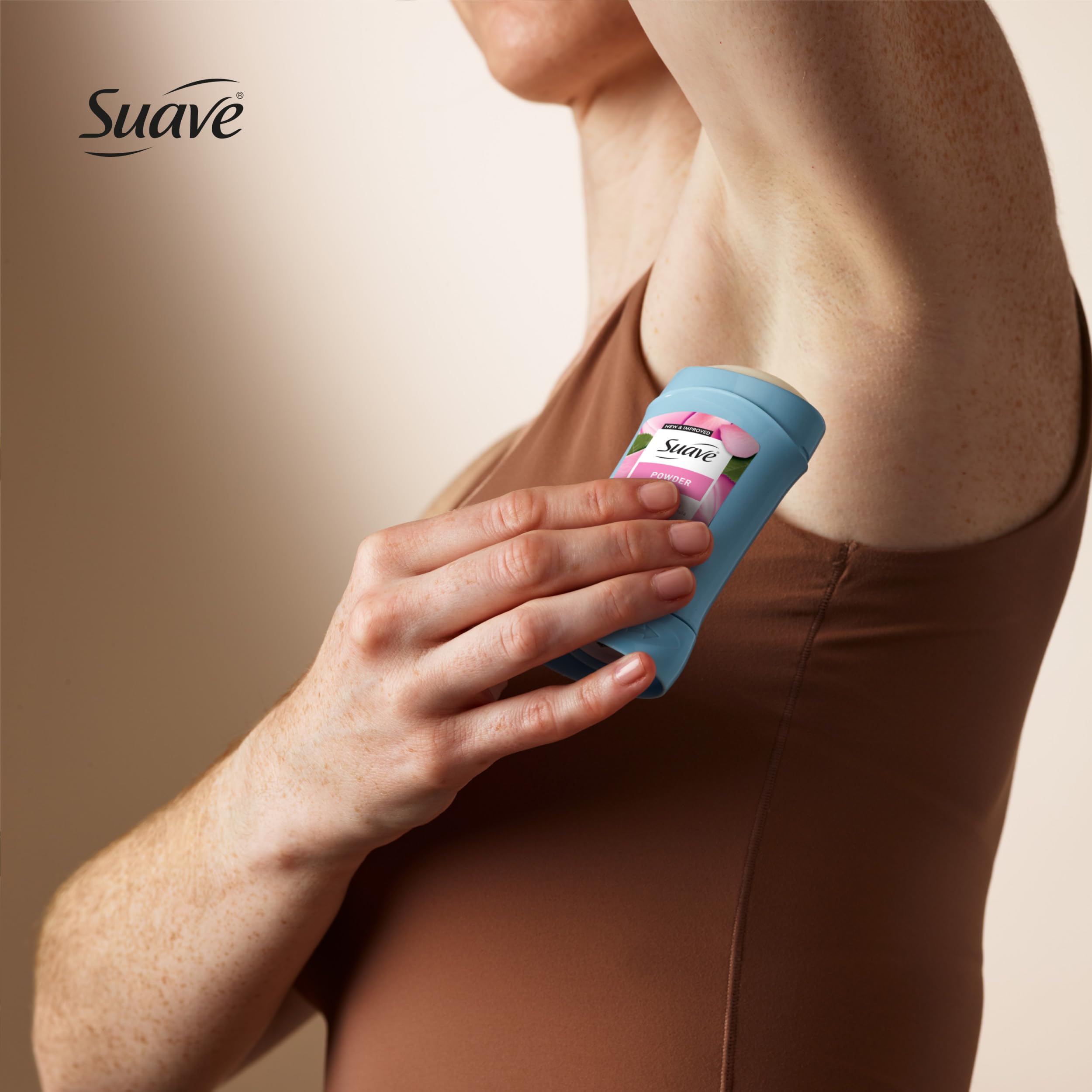 Suave Women's Antiperspirant Deodorant Powder 1.2oz, 12-pack, with natural powder formula in a white stick container.