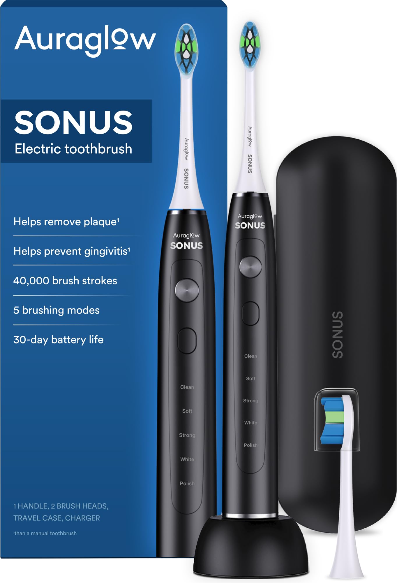 AURAGLOW Electric Toothbrush for Adults, Strong Sonic - Product Imagery