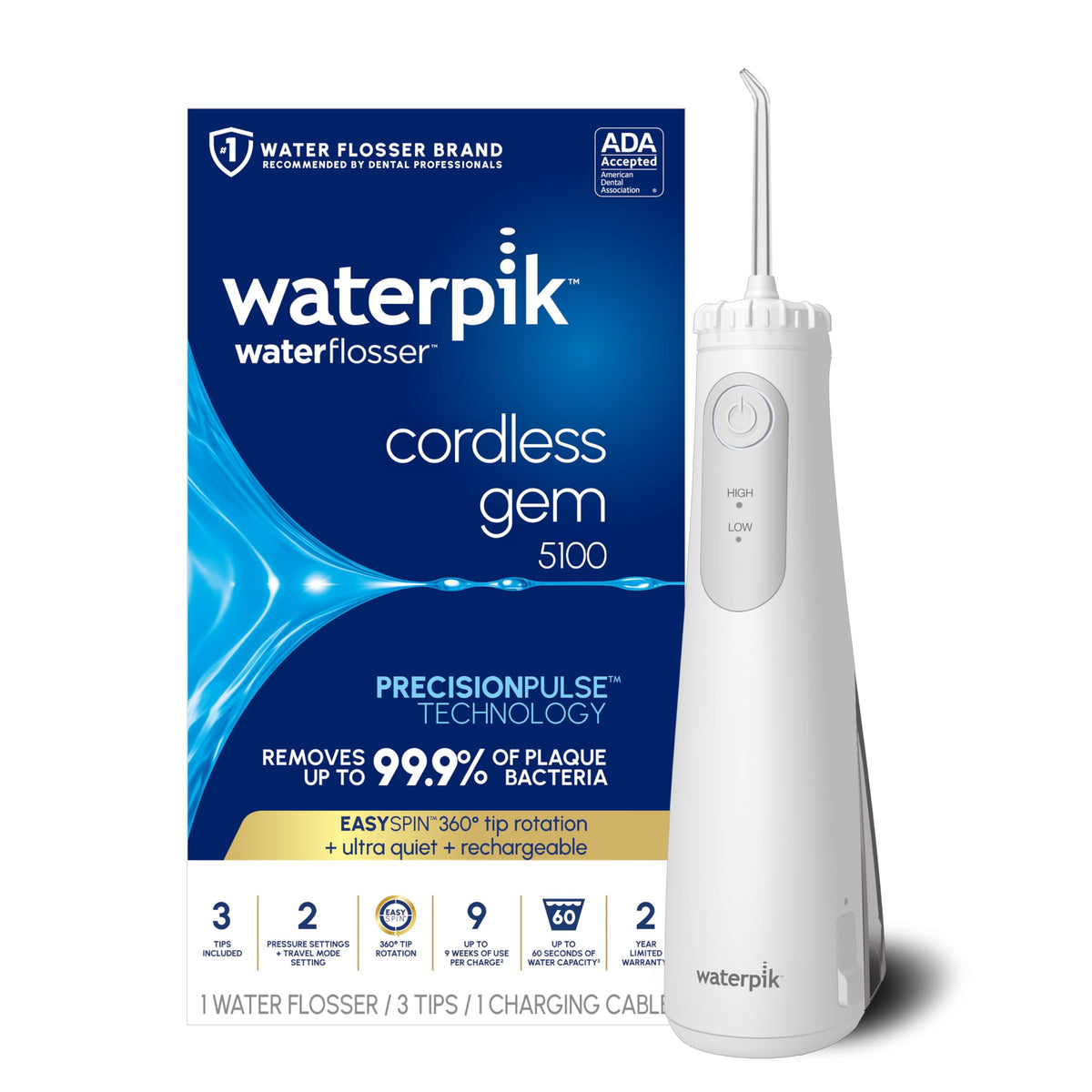 Waterpik Cordless Gem 5100 Portable Water Flosser - Waterpik Official Imagery - 1