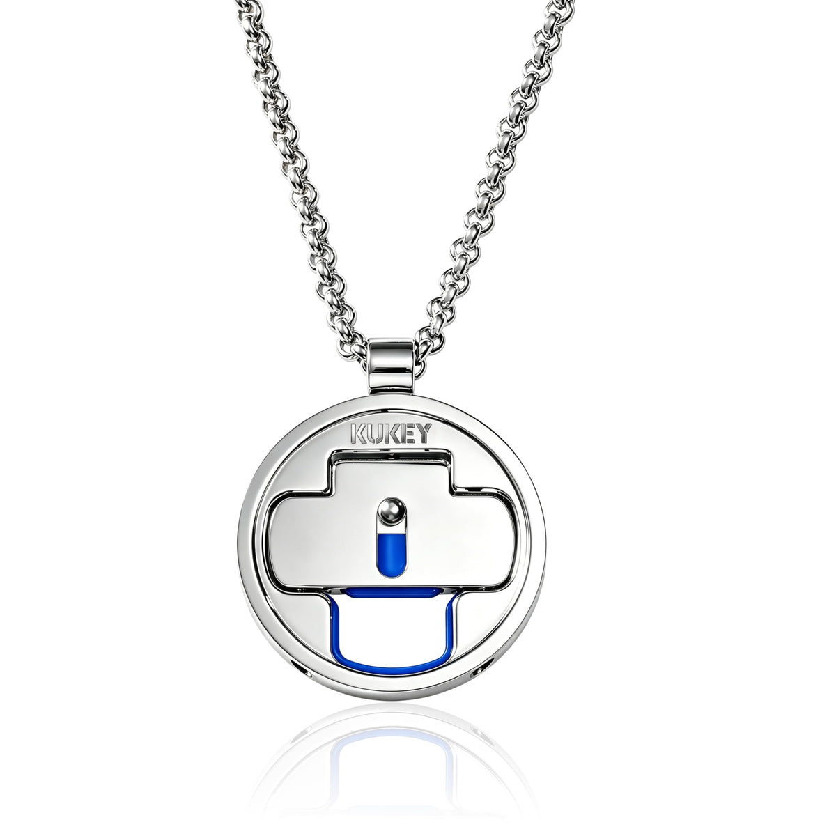 KUKEY Eyewear Necklace Holder for Sunglasses & Glasses – B. Silver/Blue, Stainless Steel, Adjustable