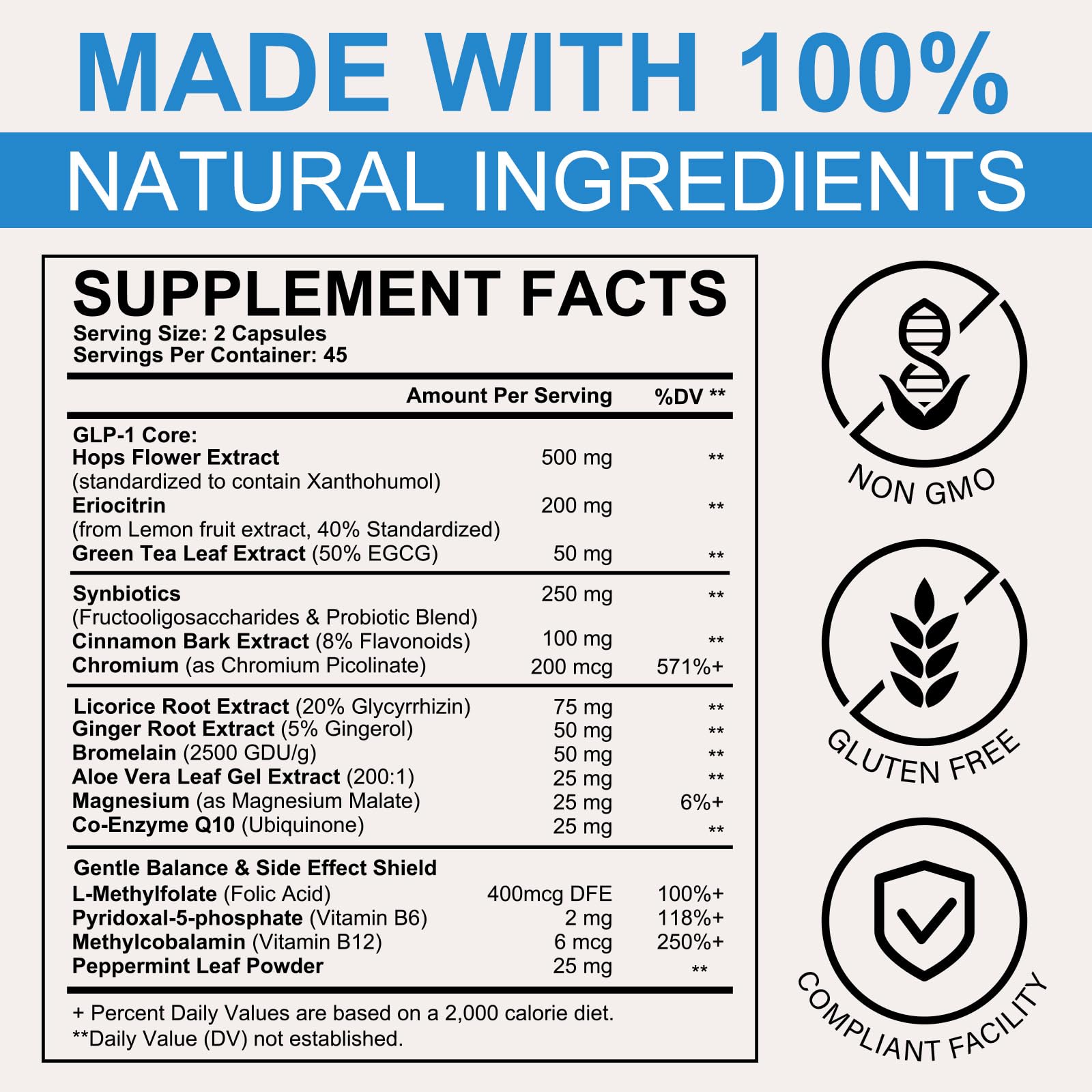 O Nature ZIRAN GLP-1 Weight Management Supplement for Women & Men, GLP1 Appetite Control, Energy & Digestion Balance - Vegan, Gluten-Free, Dairy Free, 90 Capsules (Pack of 1)