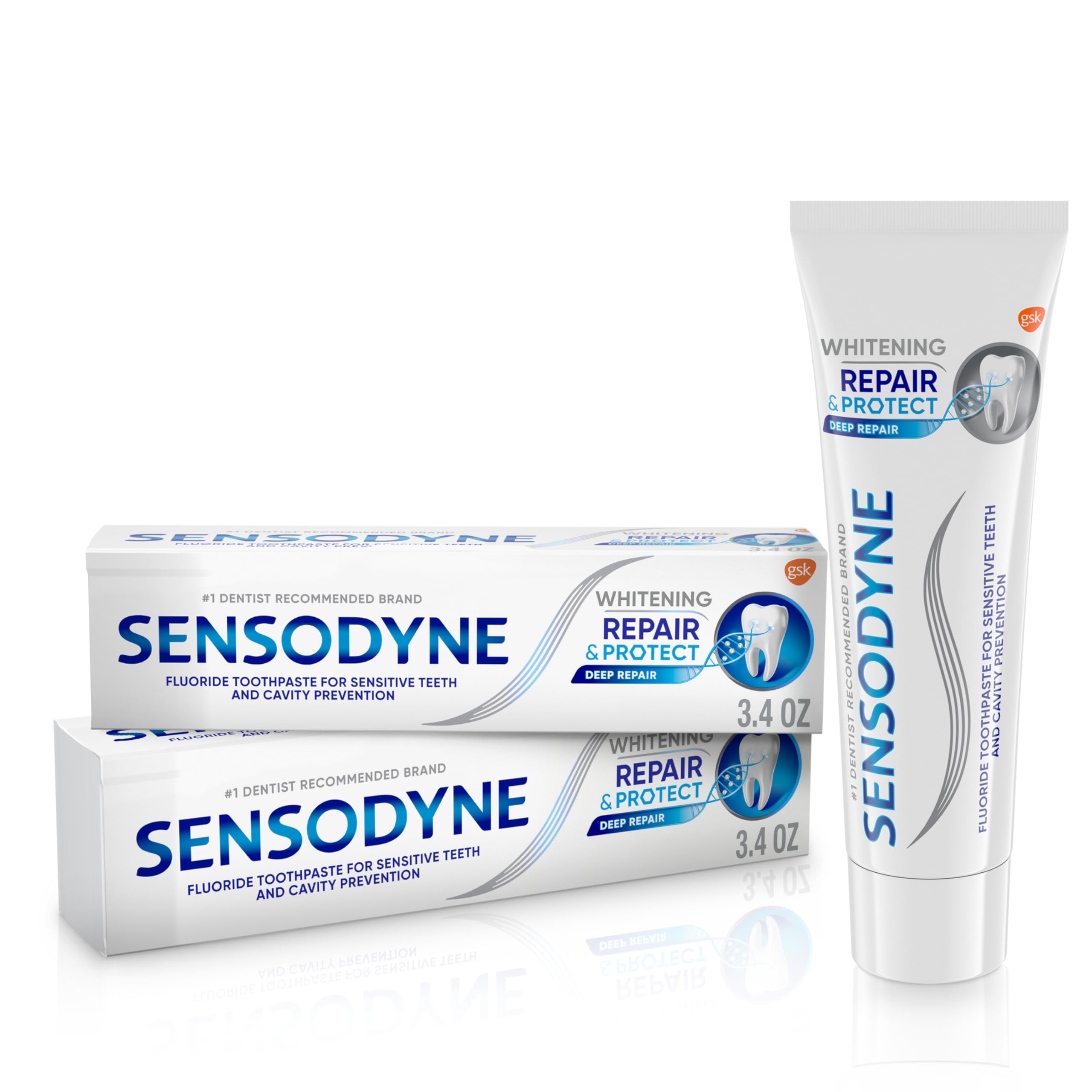 Sensodyne Repair and Protect Whitening Toothpaste, 3.4 oz (Pack - Product Imagery