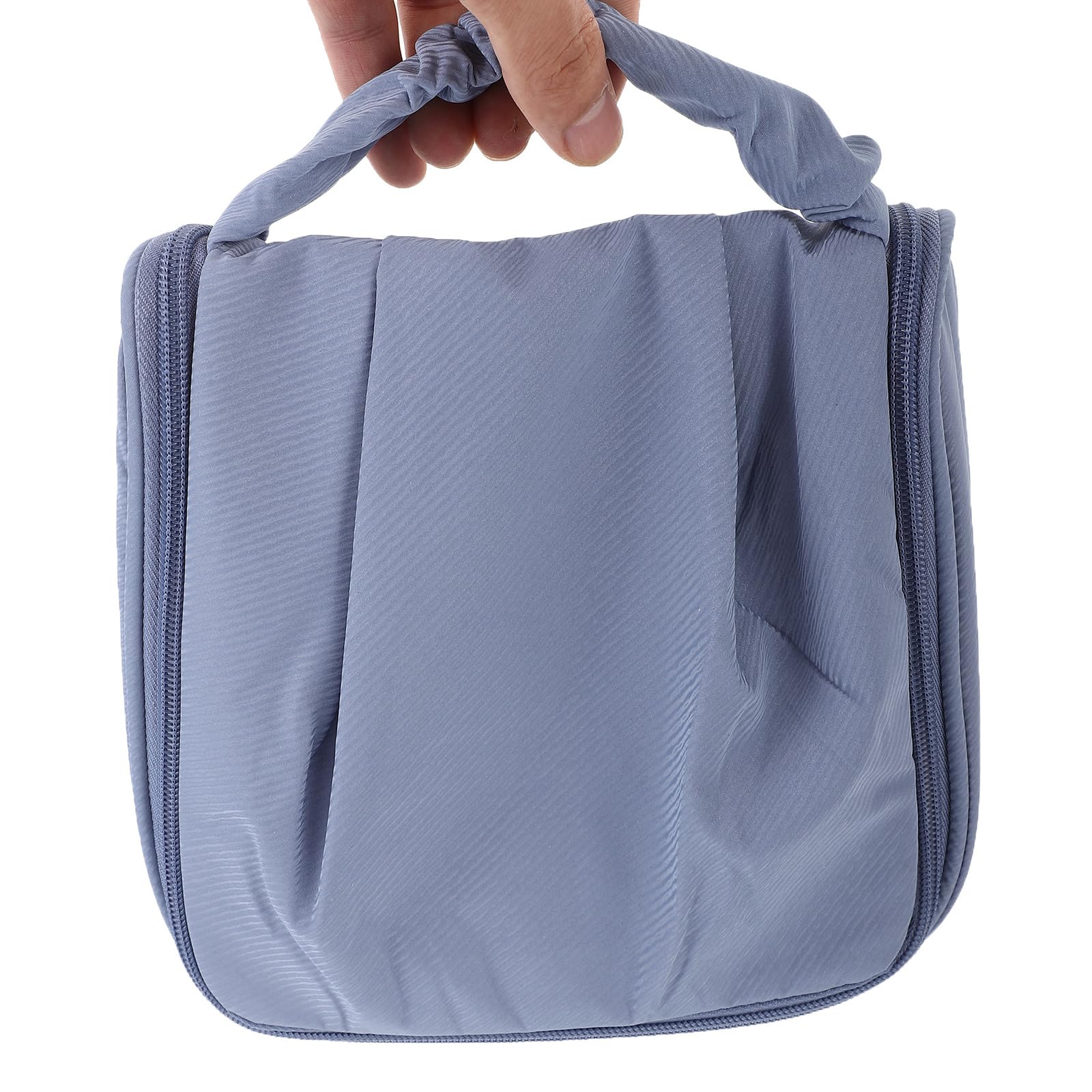 TEHAUX large blue waterproof travel cosmetic bag with handle, ideal for women’s makeup and toiletries, portable and spacious.