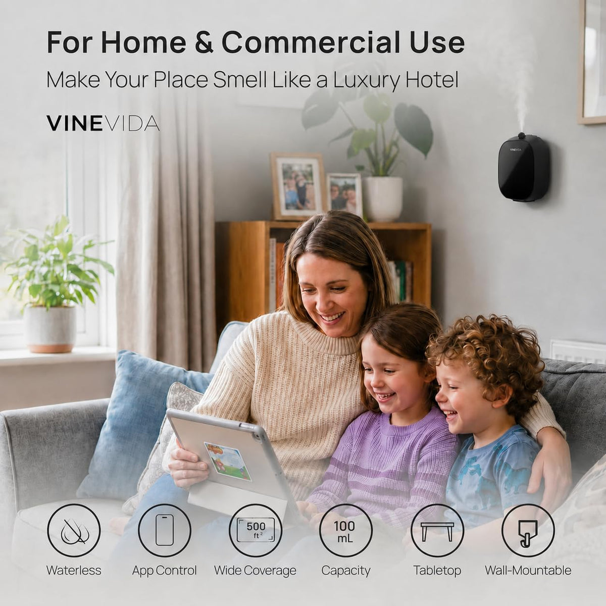 VINEVIDA Waterless Aroma Diffuser for Home | Hotel Scent Included – full view