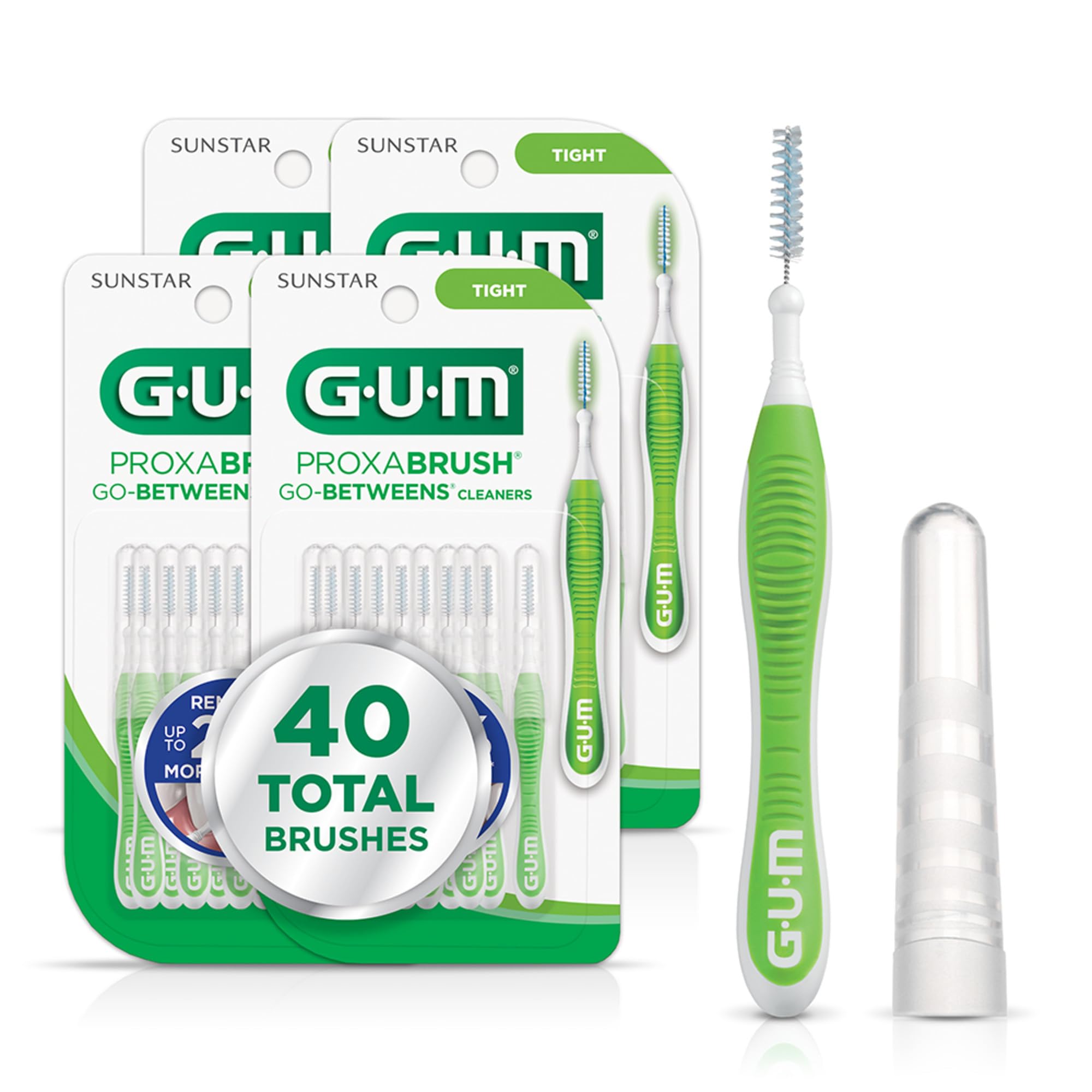 GUM Proxabrush Go-Betweens Tight Interdental Brushes, 10 Count - Product Imagery