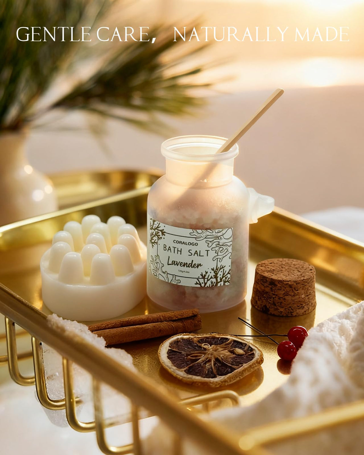 Coralogo 11pcs Spa Gift Baskets for Women, Sunflower Self Care Set, Brown – back view and specifications