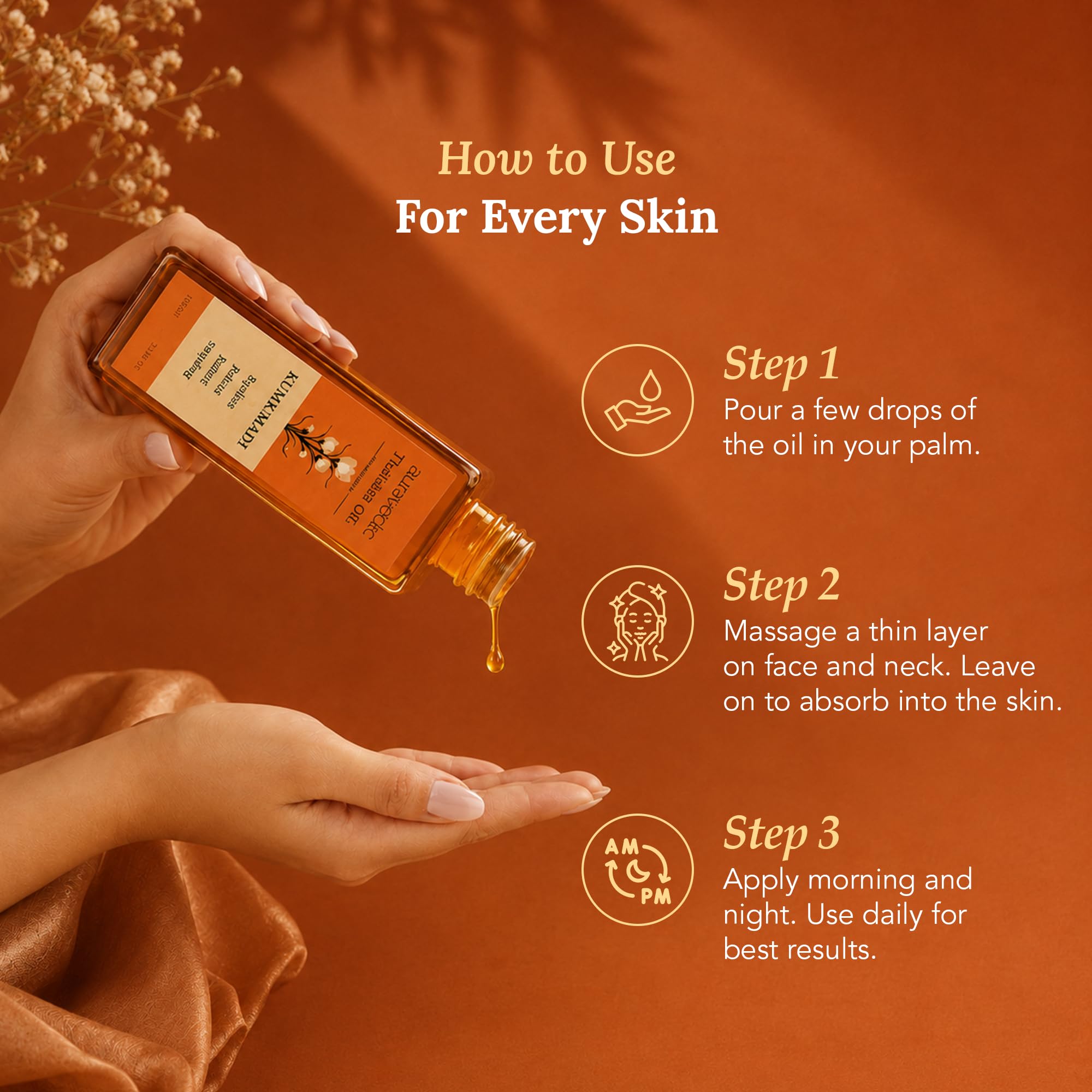 Auravedic Kumkumadi Oil Pure Saffron for Ultra Radiant Skin | Ayurvedic Oil for Dull, Dehydrated & Tired Skin | Lightweight Hydrating Formula for Smooth Texture | 3.38 Fl Oz (100ml)