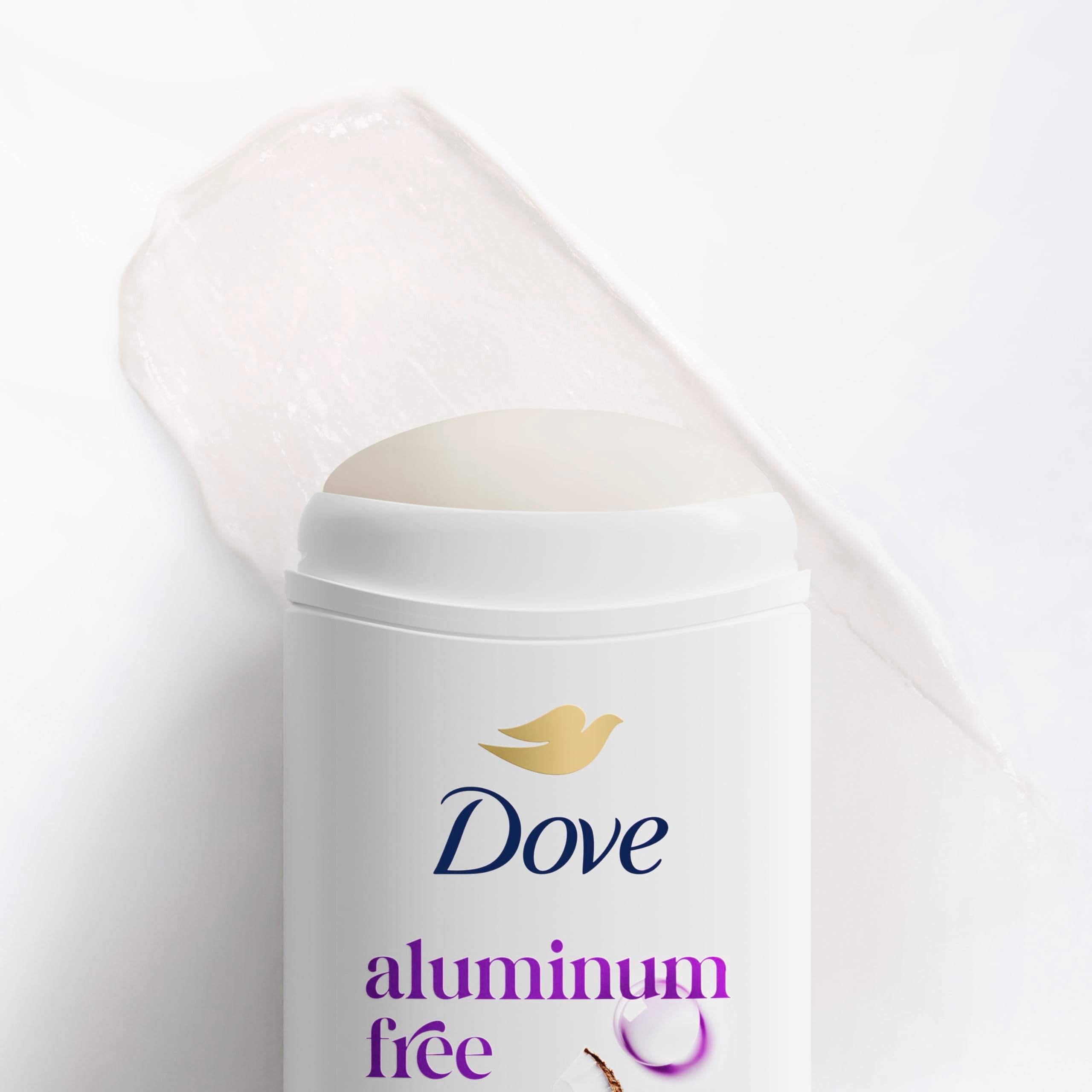 Dove aluminum-free deodorant stick with coconut and pink jasmine scent, 2.4 oz, natural body deodorant for fresh protection