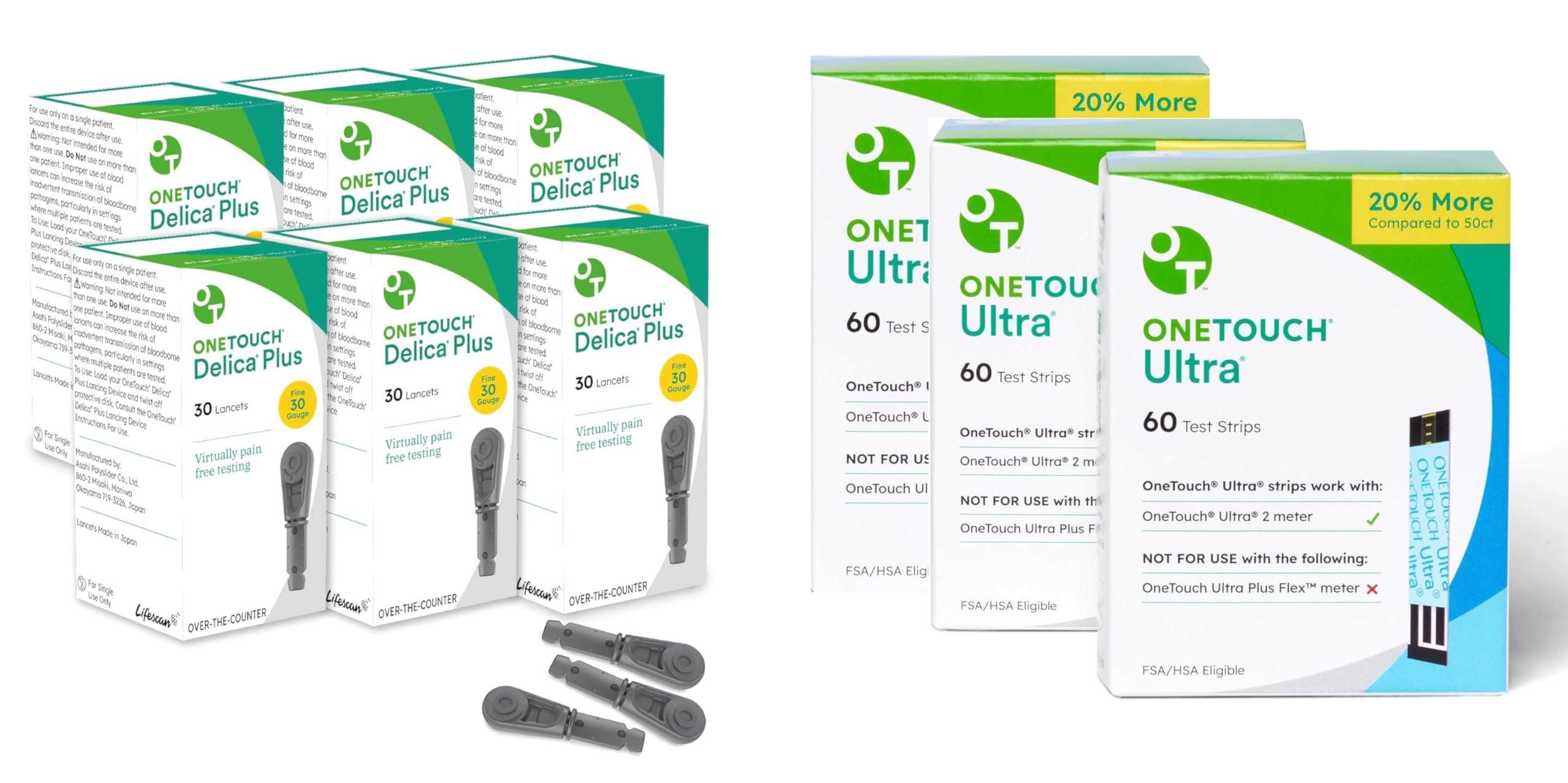OneTouch Delica Plus Lancets & OneTouch Ultra Test Strips - Product Imagery