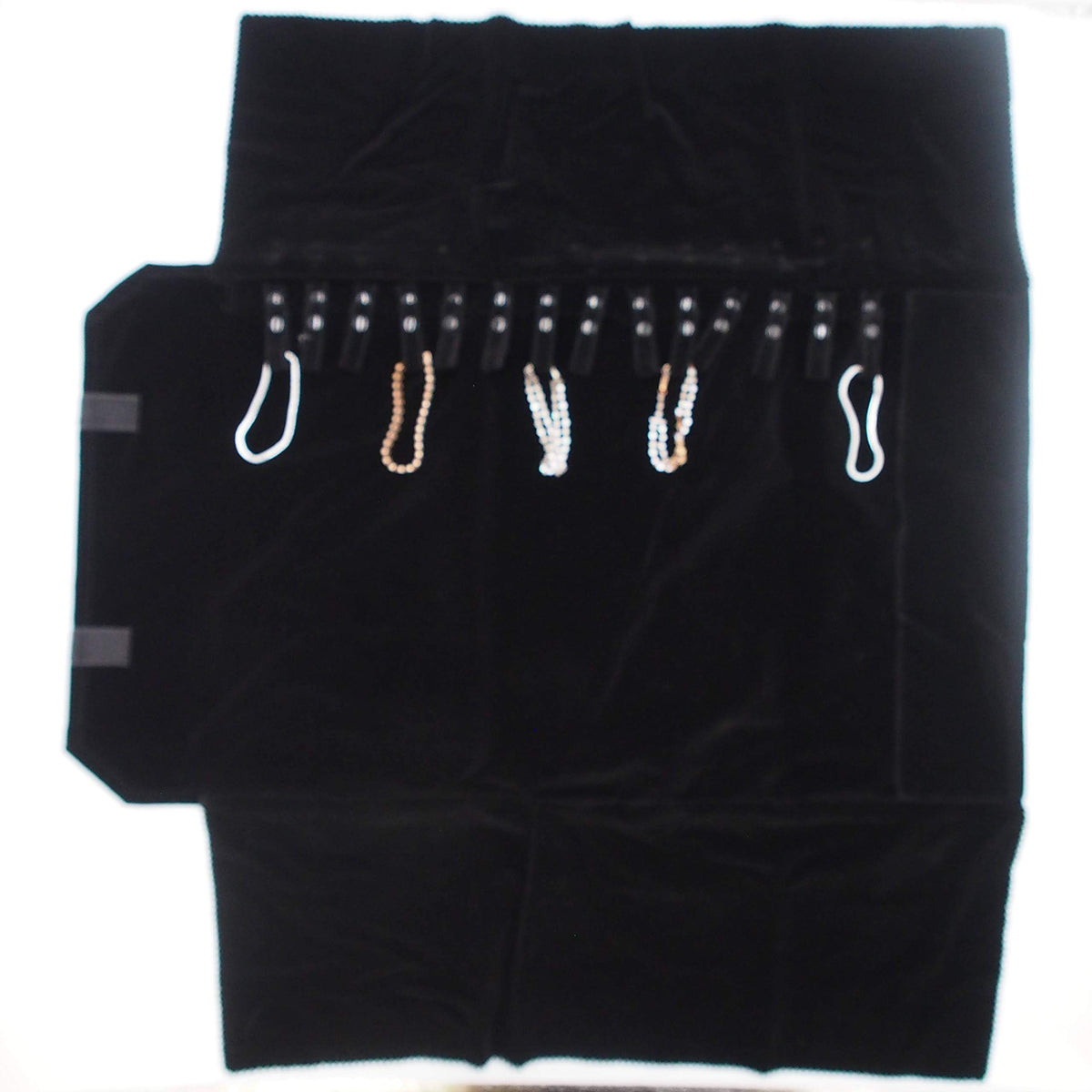 N'ice Packaging 1 Qty - Deluxe Midnight Black Velvet 16 Snap Chain Jewelry Roll w/ID Window – for Sales/Travel/Storage/O