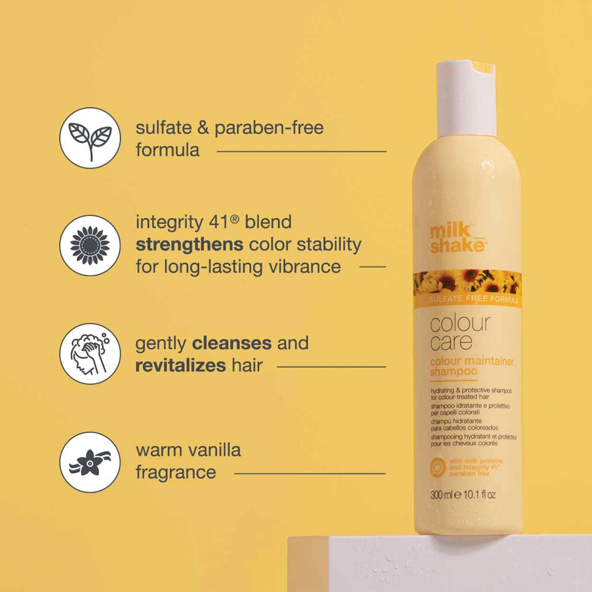 milk_shake Color Care Color Maintainer Shampoo in 10.1 oz bottle, designed to preserve vibrant hair color and maintain shine.