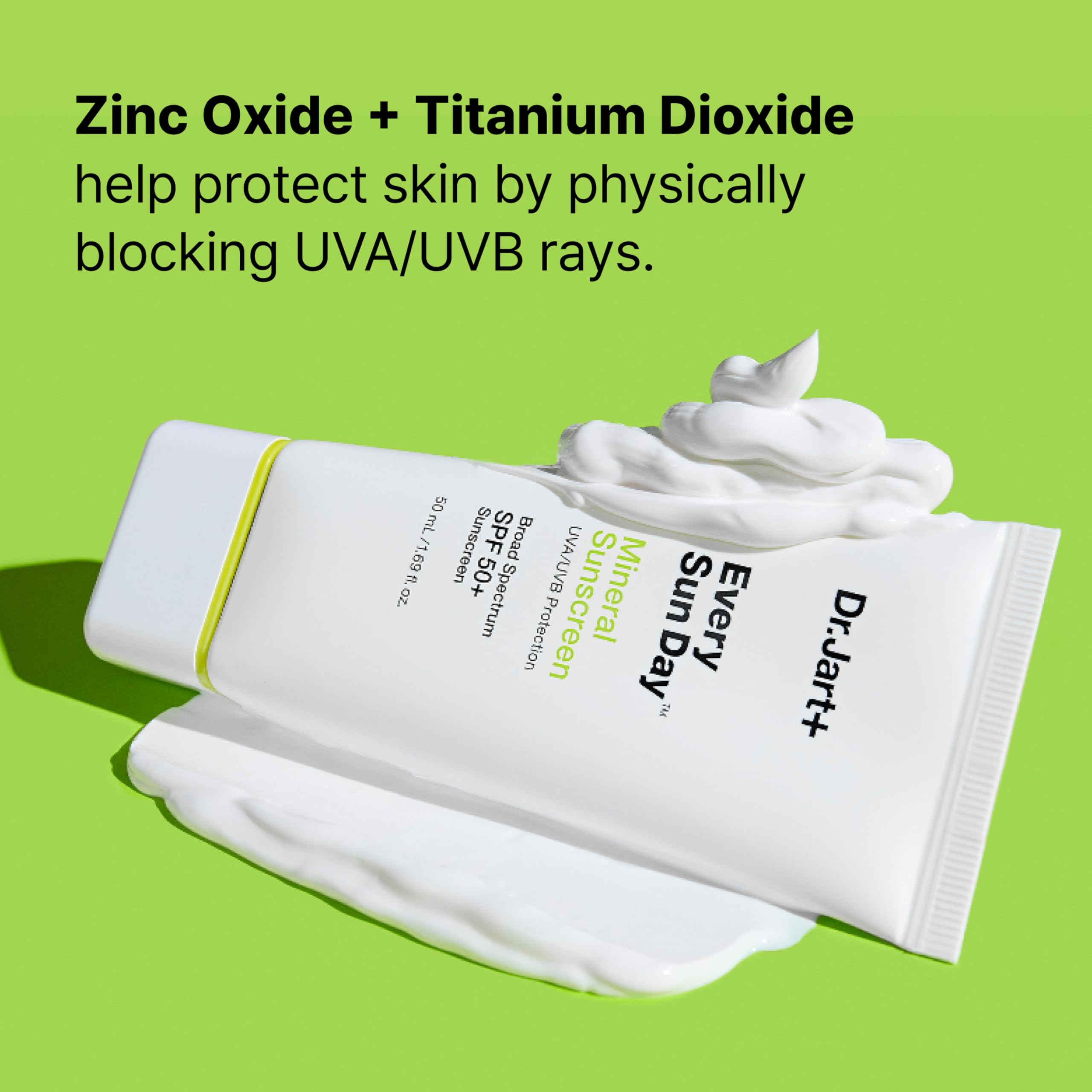 Dr.Jart+ Every Sun Day Mineral Sunscreen SPF 50+ in travel size, with zinc oxide, for face sun protection, Korean skincare product