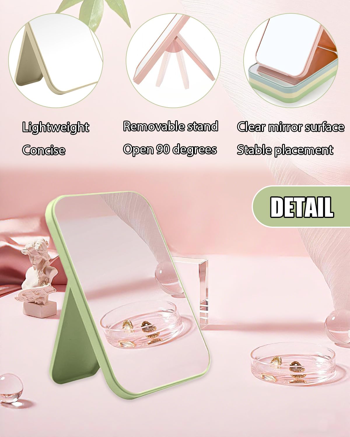 Wuqoioo Foldable Mirror, 20 Pack Desktop Makeup Mirror Simple Folding Makeup Mmirrors with Stand for Spa Party, Girl, Wo