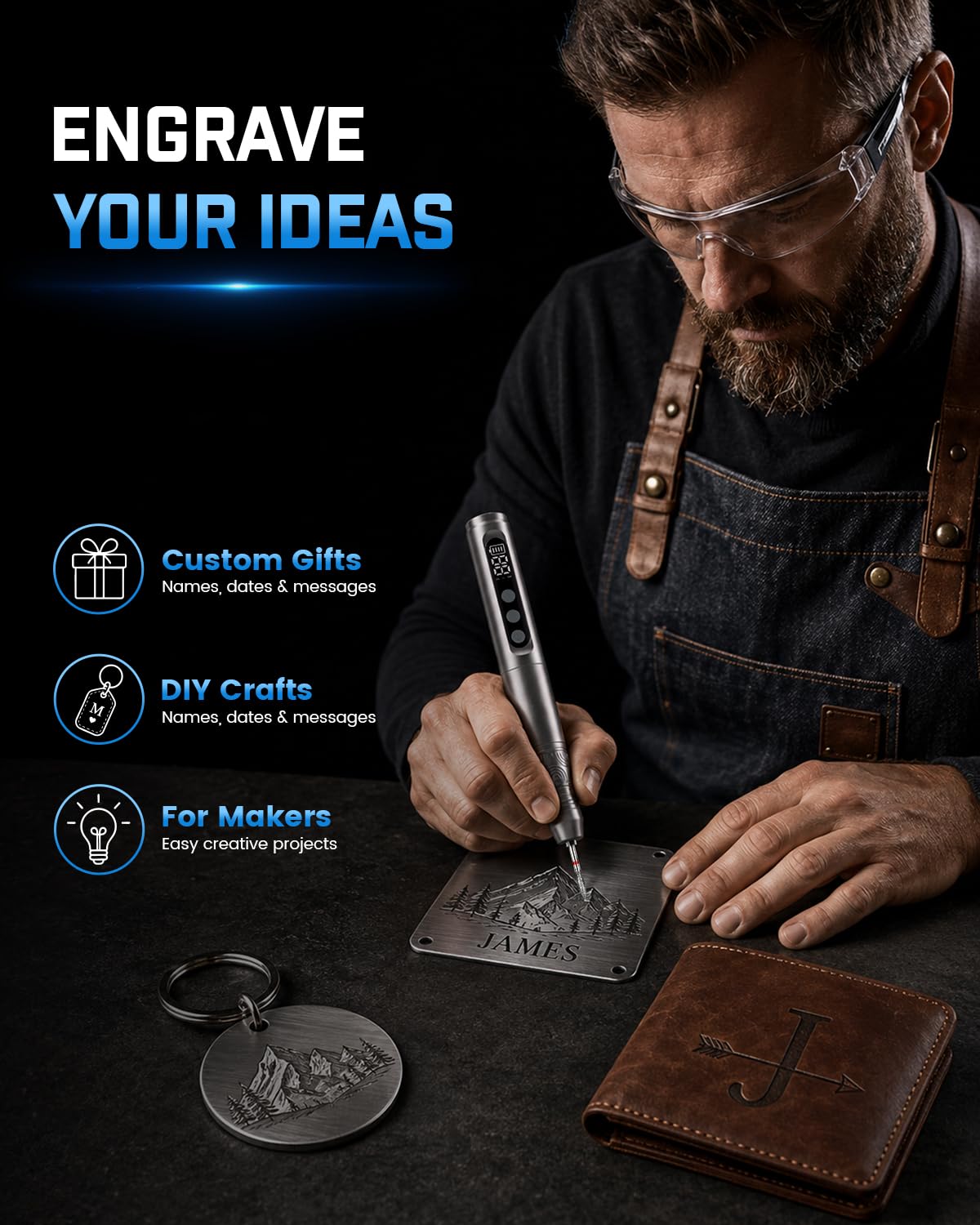 AlgoLaser Cordless Engraving Pen Kit - 35 Speed - 35,000 RPM Motor, 46 Bits – full view