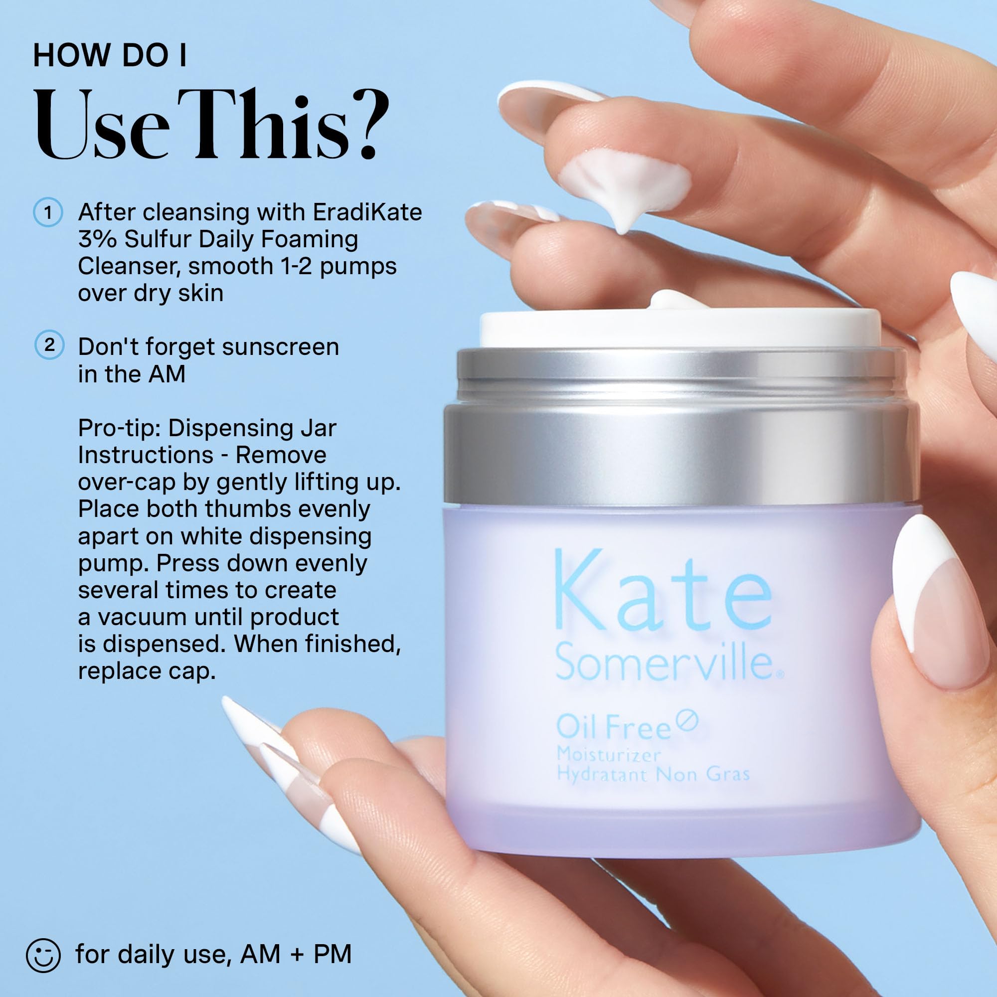 Kate Somerville oil-free moisturizer in a 1.7 fl oz bottle, suitable for oily and acne-prone skin, with a lightweight, hydrating formula.