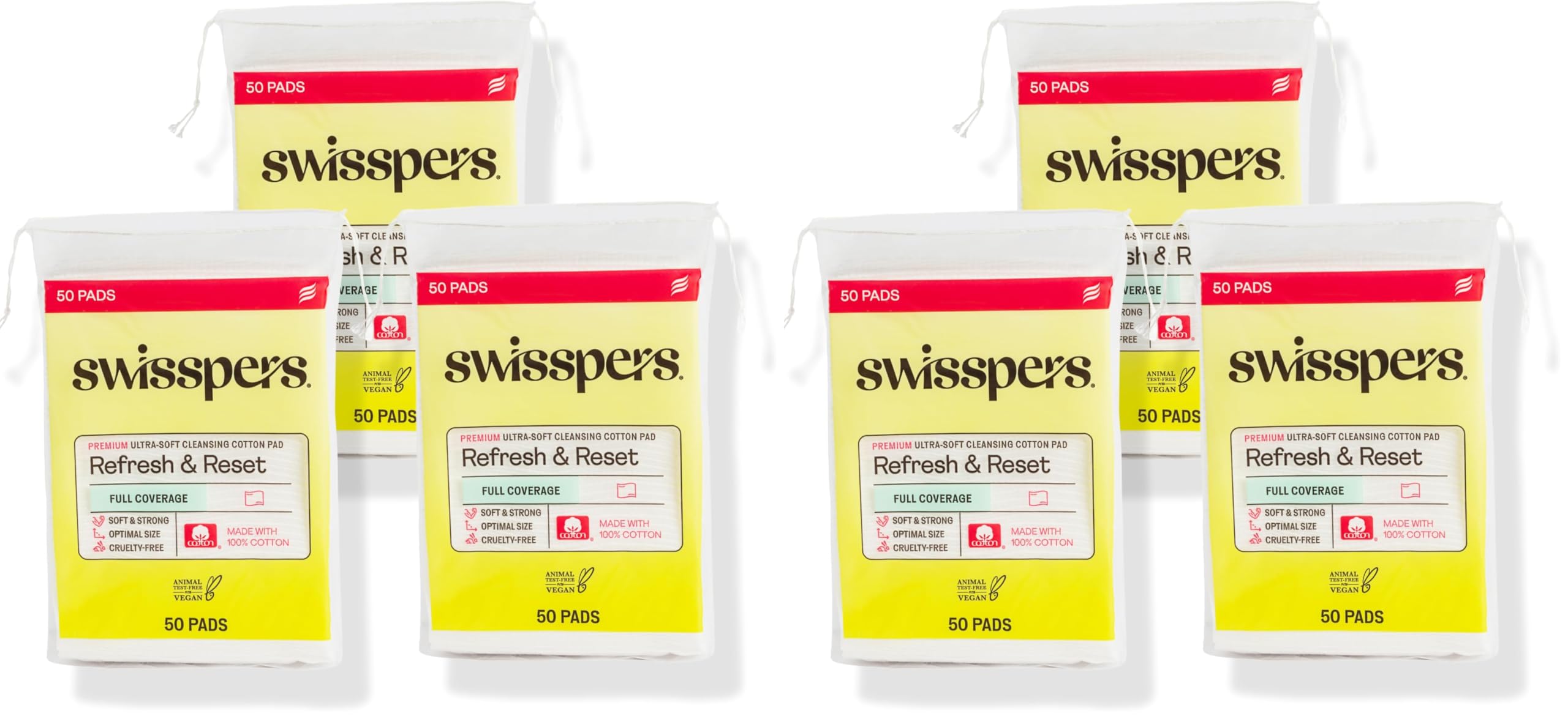 Swisspers Refresh and Reset Facial Cleansing Cotton Pads-100% - Product Imagery