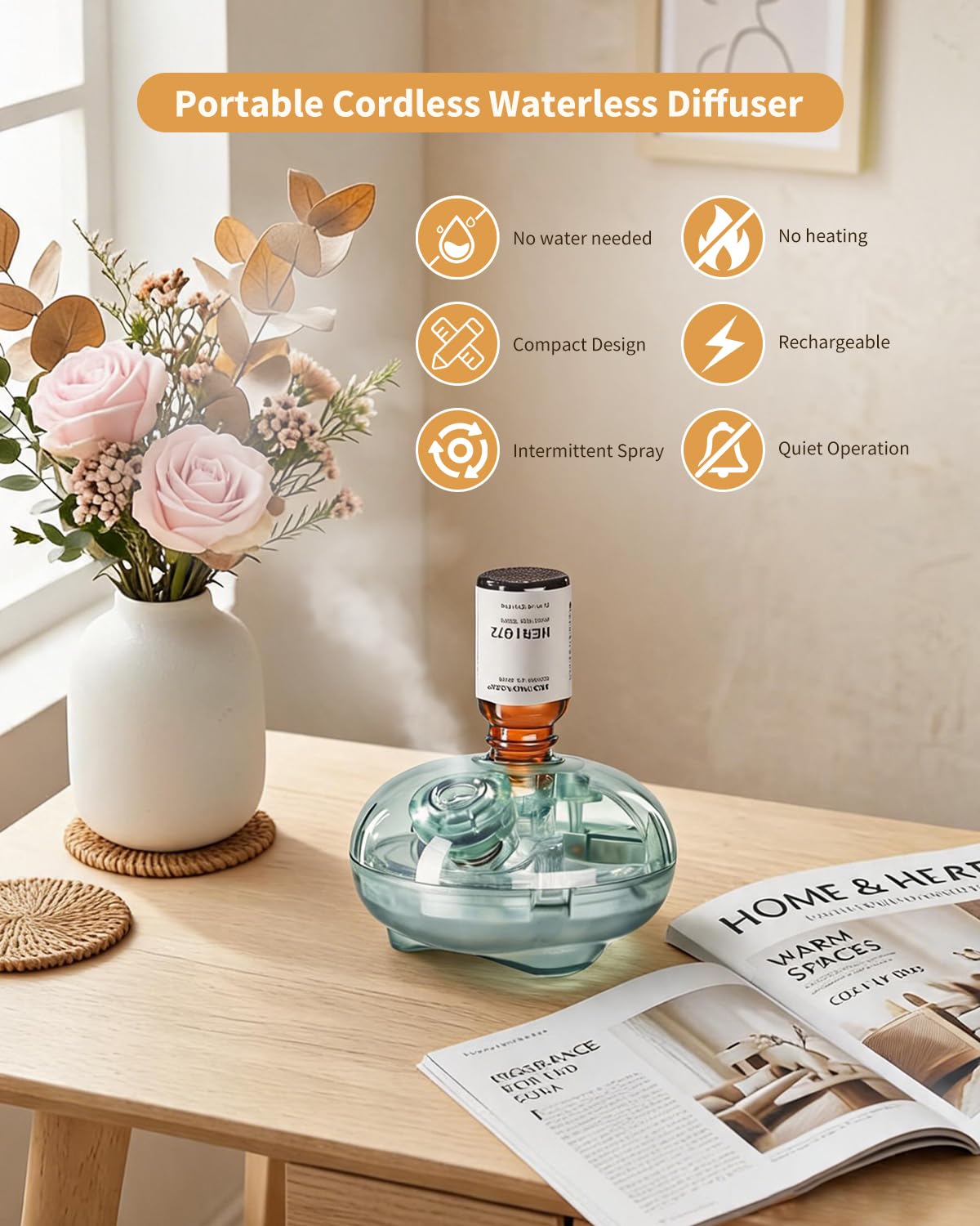 Waterless Essential Oil Diffuser with 12 x 10ml Hotel - VEDA TINDA SCENT Official Imagery - 3