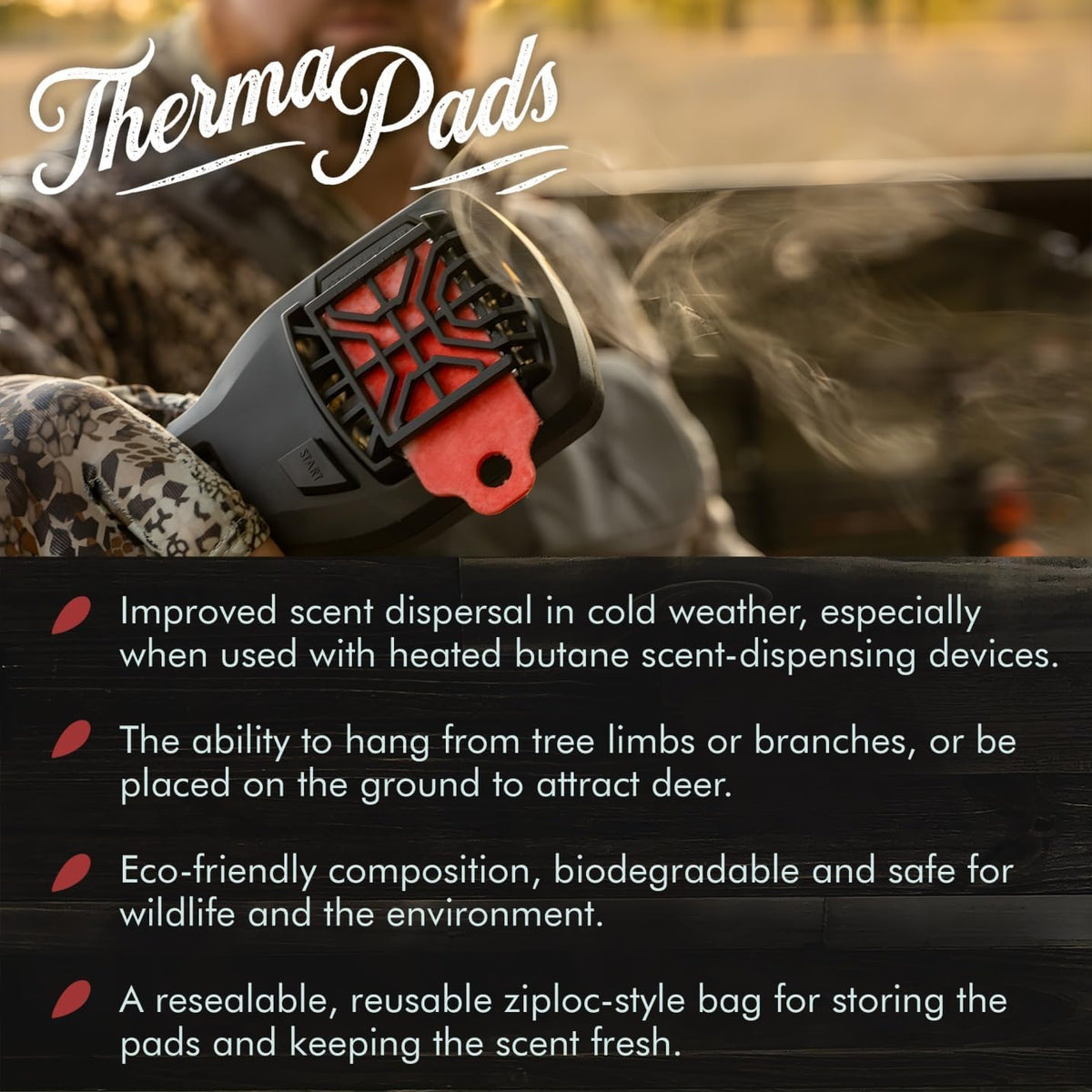 Conquest Scents ThermaPads, Deer Attractant, Hunting Scent Pads – Red, Pad, ✔ ✔ ✔ ✔ ✘