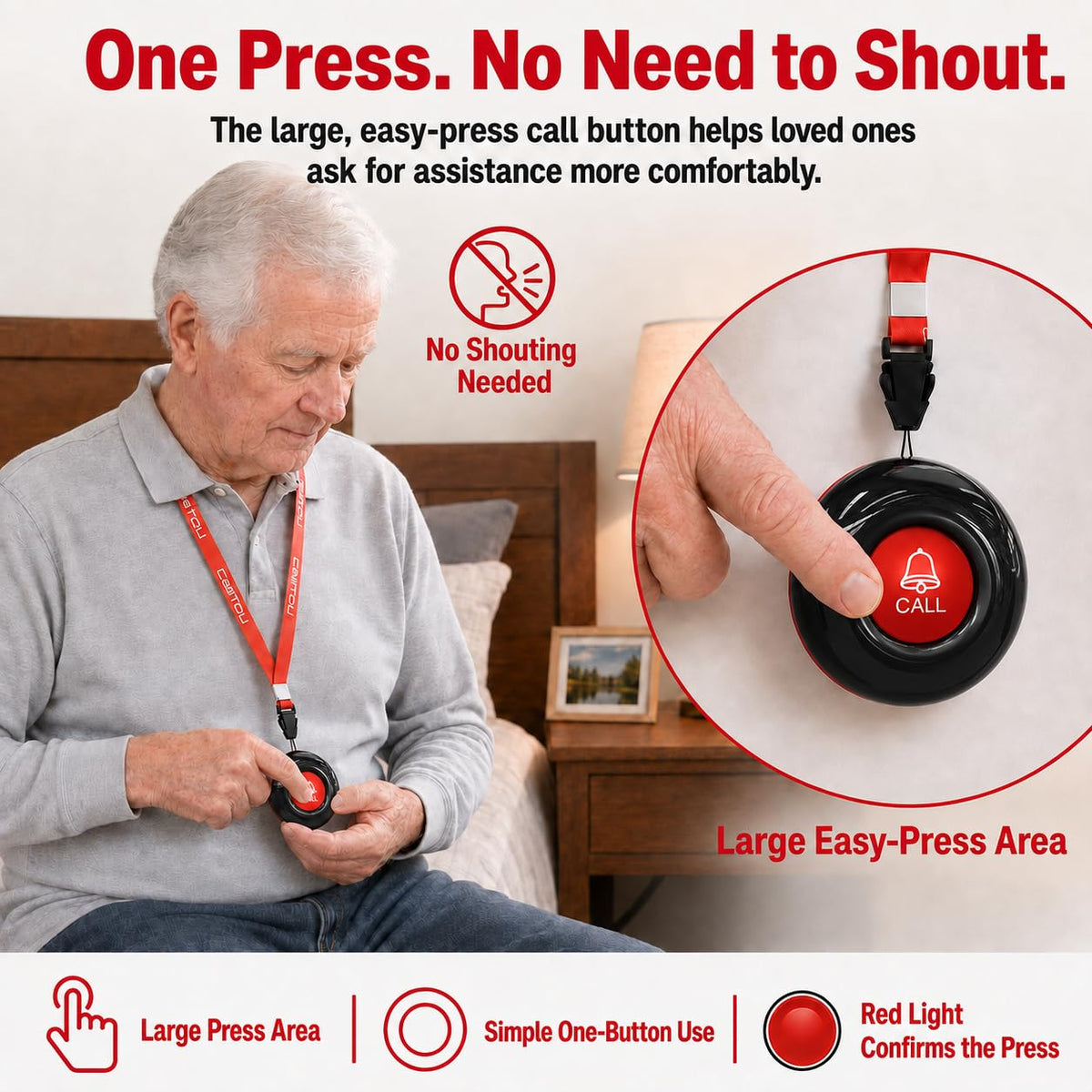 CallToU Caregiver Pager Call Button for Elderly Call Bell 2 - CallToU Official Imagery - 4