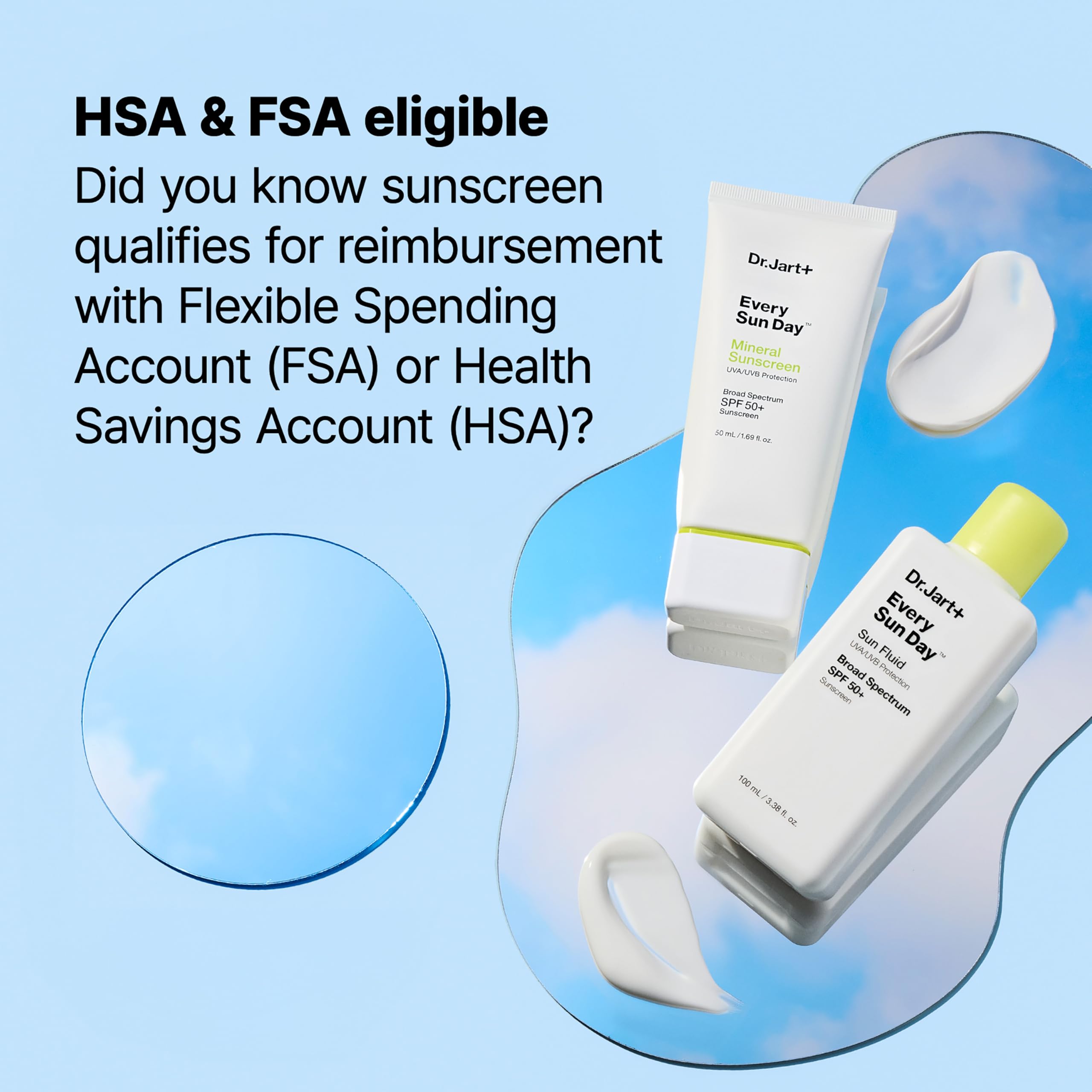 Dr.Jart+ Every Sun Day Mineral Sunscreen SPF 50+ in travel size, with zinc oxide, for face protection in Korean skincare.