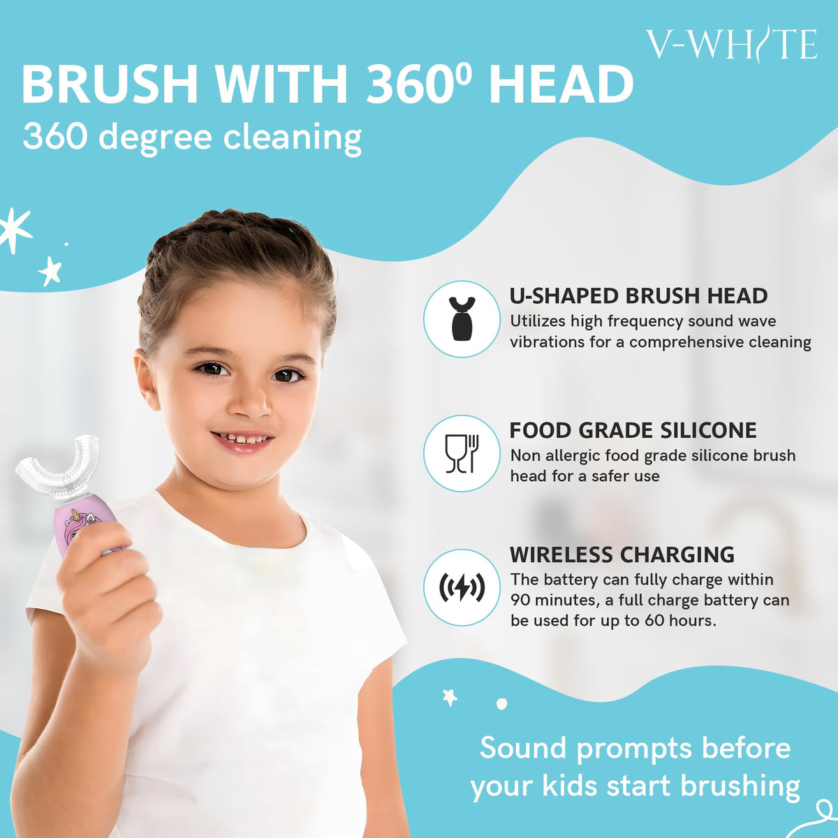 V WHITE Ultrasonic U Shaped Toothbrush for Teeth Whitening - V-WHITE Official Imagery - 6