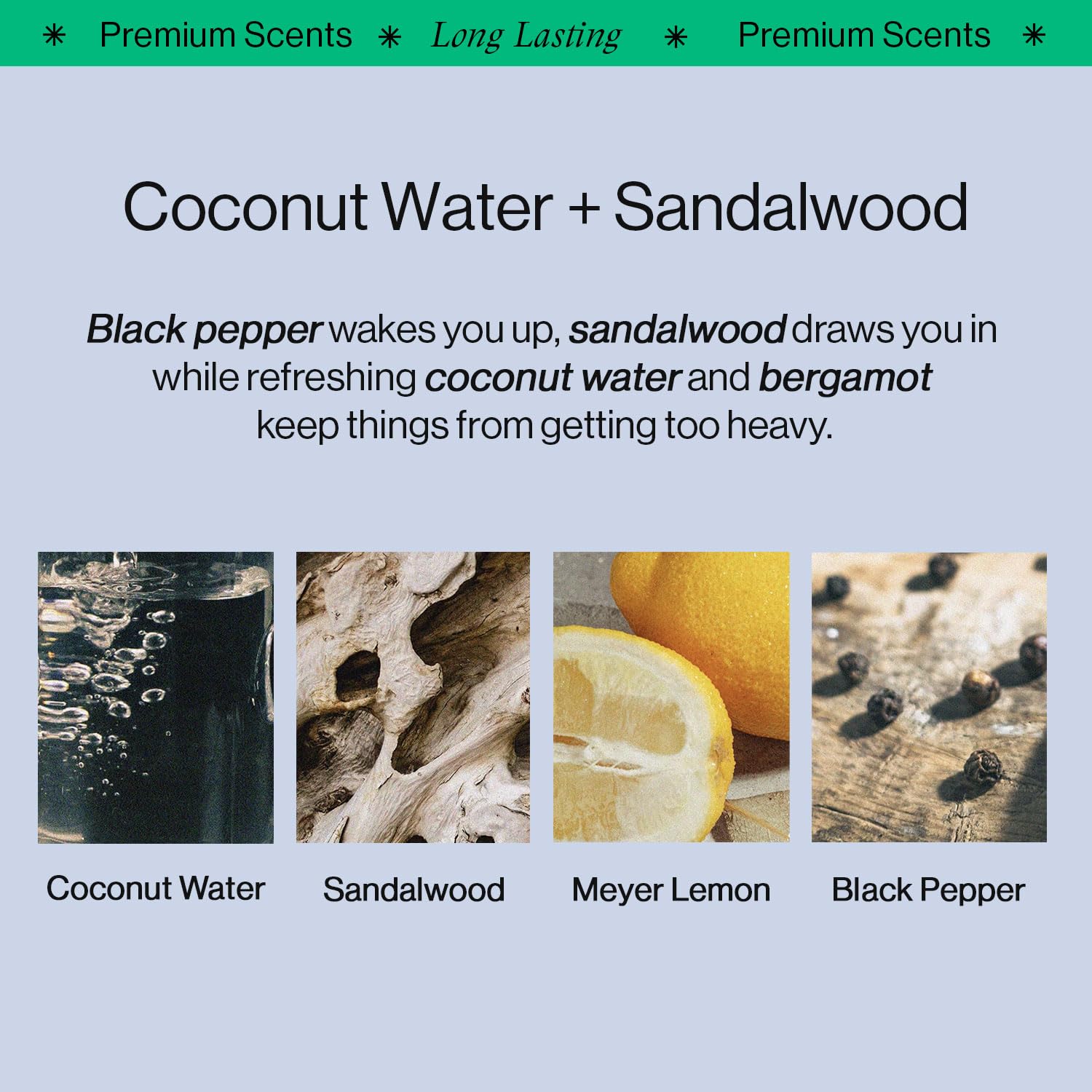OffCourt Coconut Water & Sandalwood body spray, 3.4 oz, deodorant with tropical coconut scent and warm sandalwood notes