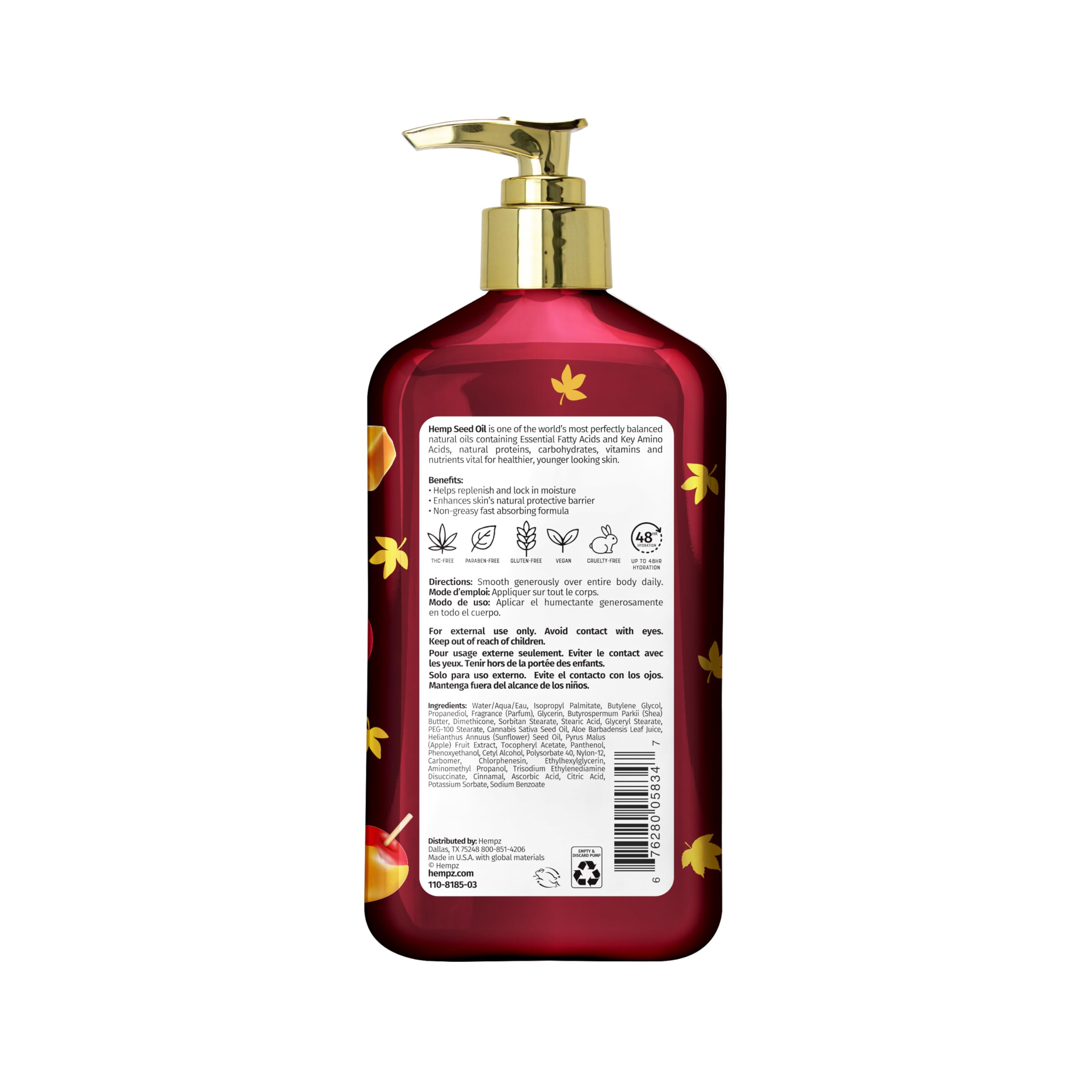 Hempz Fall Body Lotion Duo with Pumpkin Pie and Caramel Apple scents, featuring moisturizing skin moisturizer bottles.