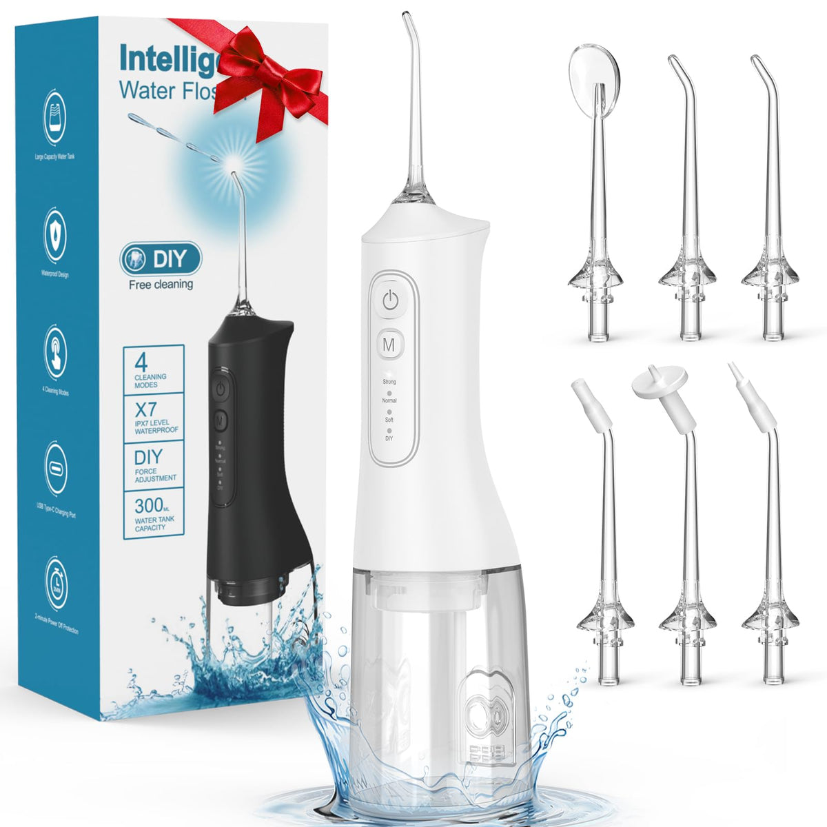 Cemobene Water Flosser, Rechargeable 300ML Cordless Portable Oral Irrigator-White – White, Acrylonitrile Butadiene Styre