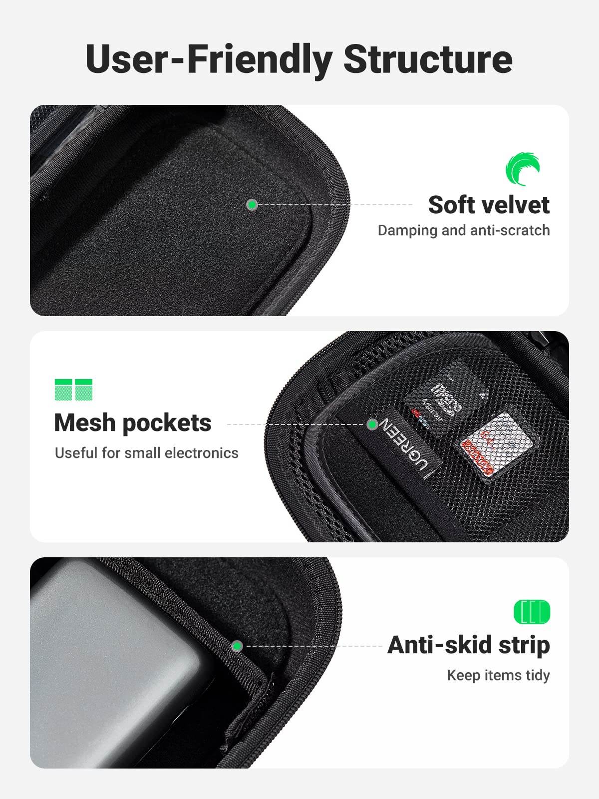 UGREEN Electronics Organizer Travel Case Cable Organizer Bag Waterproof Portable Storage Pouch for Charger, Cables, USB 