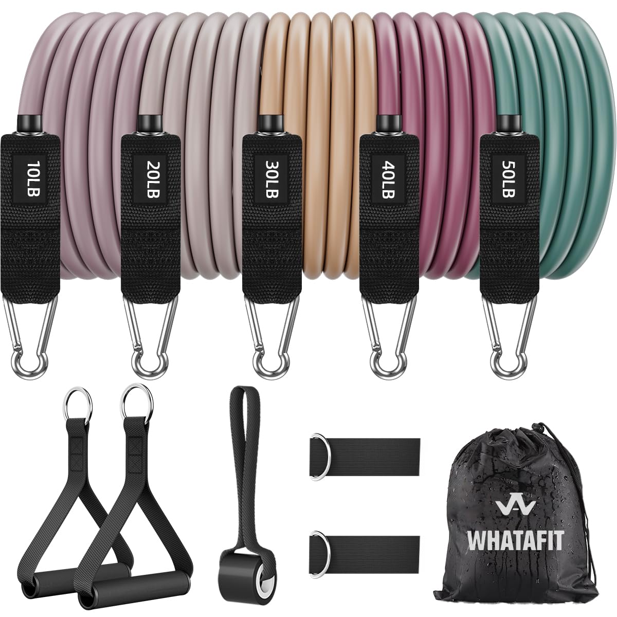 WHATAFIT Resistance Bands with Handles, Exercise Bands Set for Working Out