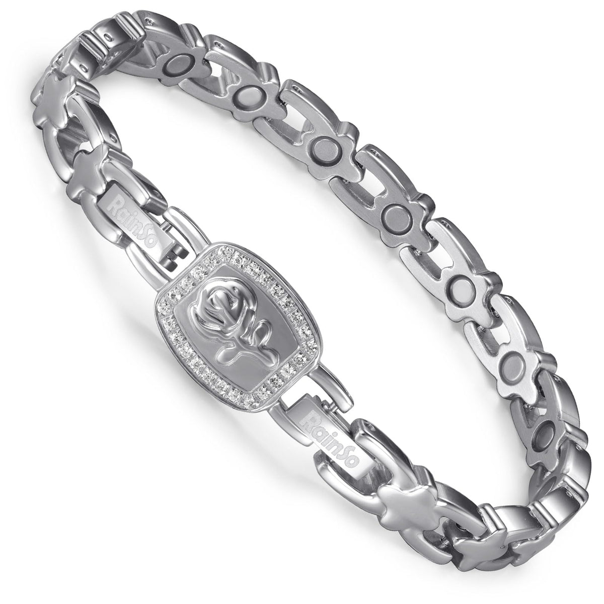 RainSo Women's Magnetic Bracelet - Detachable Rose - 2-in-1 Stainless Steel Bracelet Double Wearing Design - Adjustable 