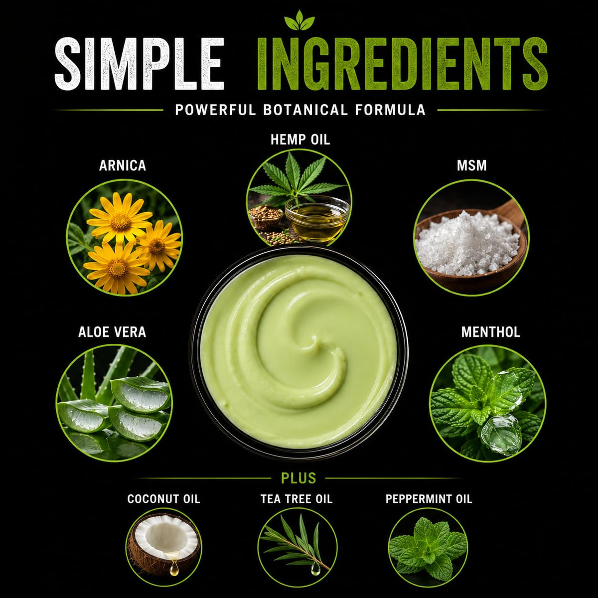 Super Natural Goods Hemp Cream Maximum Strength Arnica MSM Menthol Aloe for Localized Use 8 oz – Cruelty Free, GMO Free