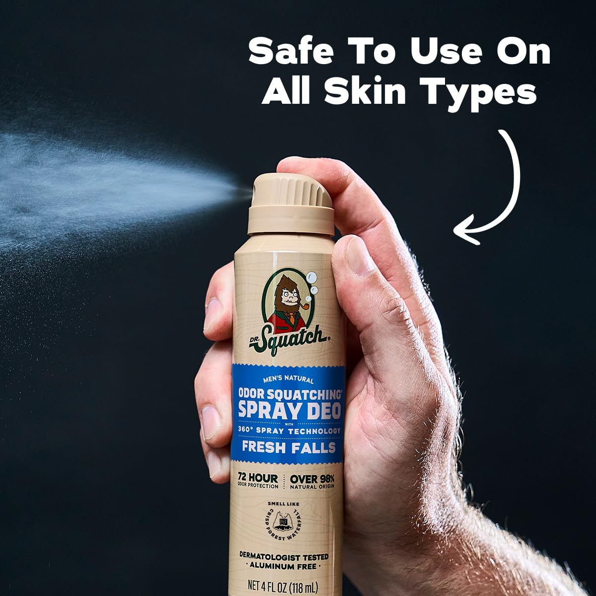 Dr. Squatch Spray Natural Deodorant Men, Aluminum Free (4oz, 2-Pack) – packaging and label