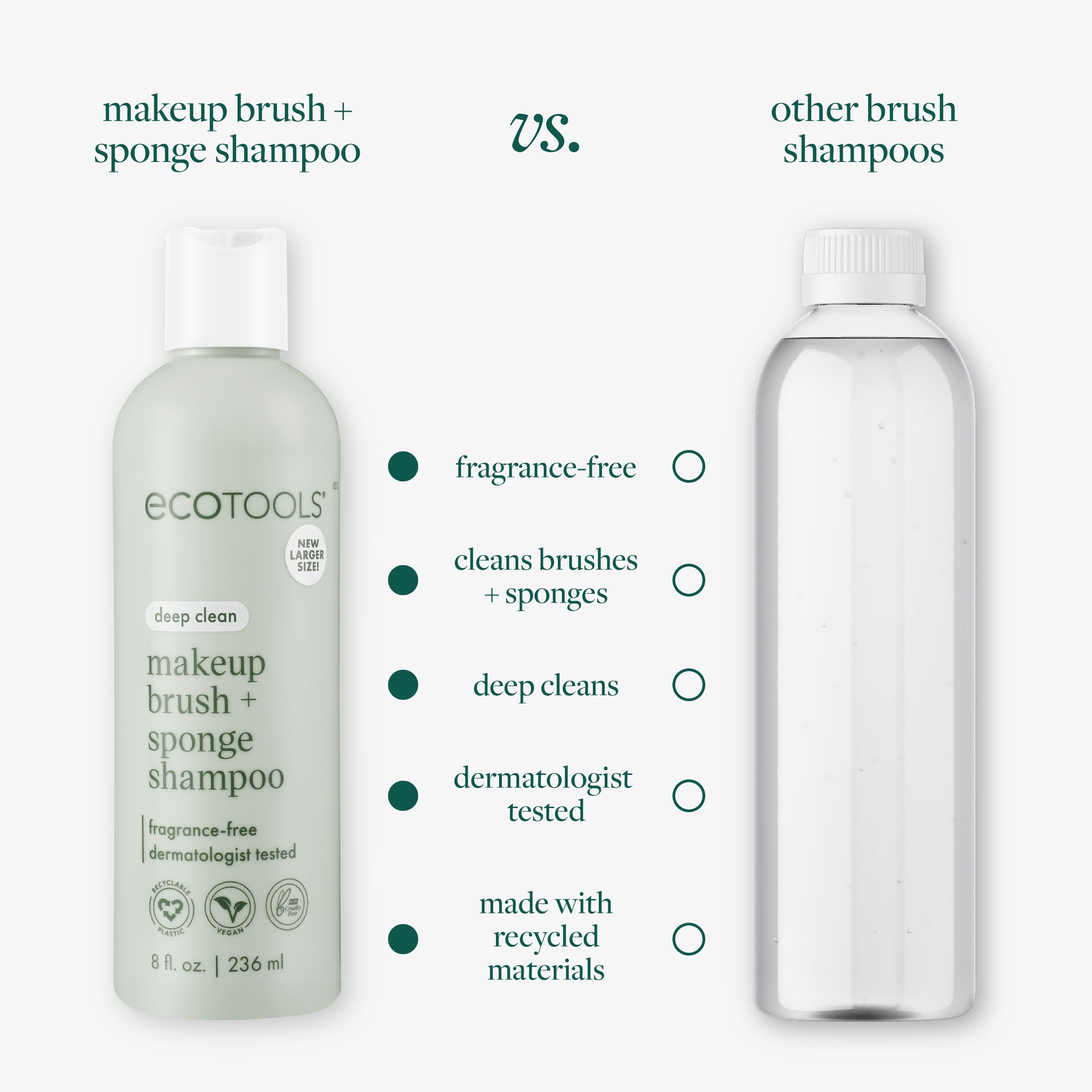 EcoTools XL makeup brush cleanser and sponge shampoo in a 16 fl oz bottle, fragrance-free cleaning agent for makeup tools.