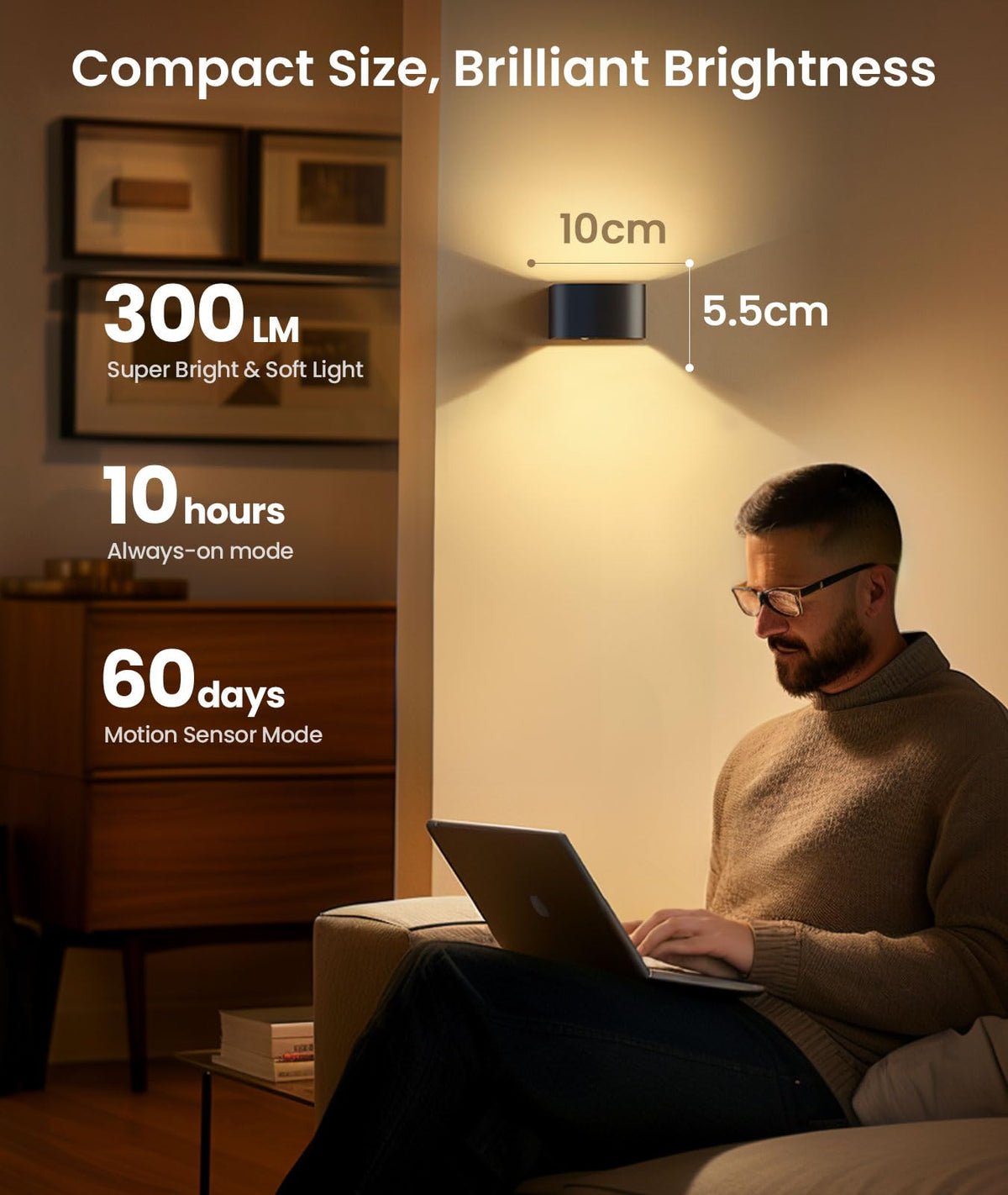 FULEN Motion Sensor Wall Light with Remote Control 3 Colors Wireless Wall Lamp LED Indoor Up and Down Wall Sconce 5000mA