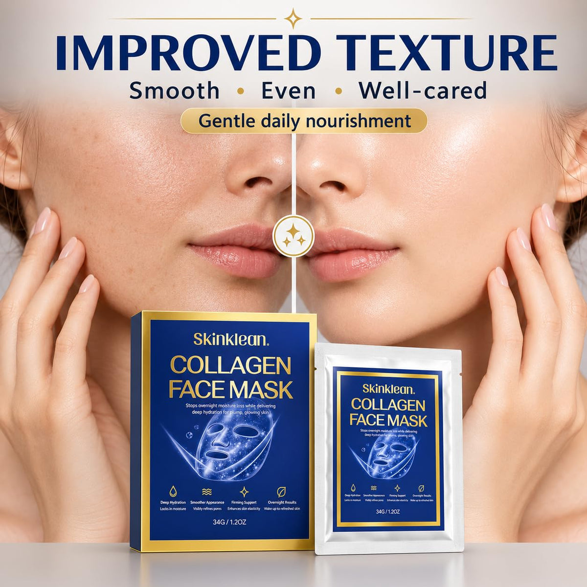Kymezol SkinKlean Collagen Face Mask 9 Pack,Hydrating Sheet Masks for Women – full view