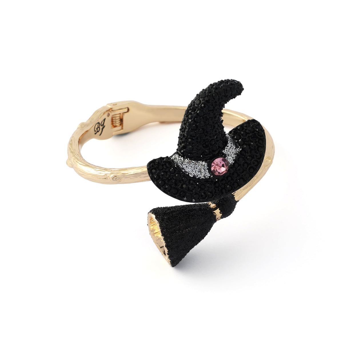 Betsey Johnson Jewelry Women's Pretty Spooky Witchy Hat Bangle Bracelet – close-up detail in Pink/Gold