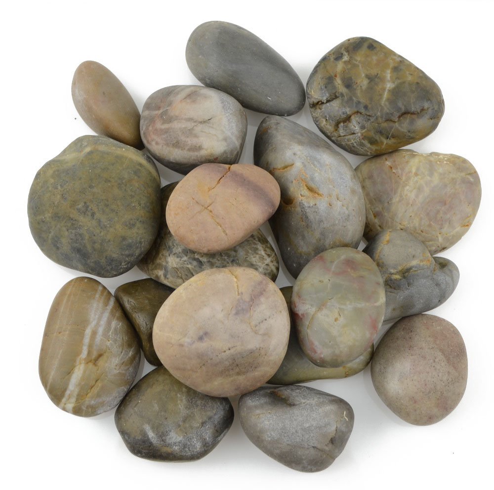 CNZ Mix Color Polished Natural River Pebble Stone, 2-3", 10 lb. – product photo (Decorative Stones)